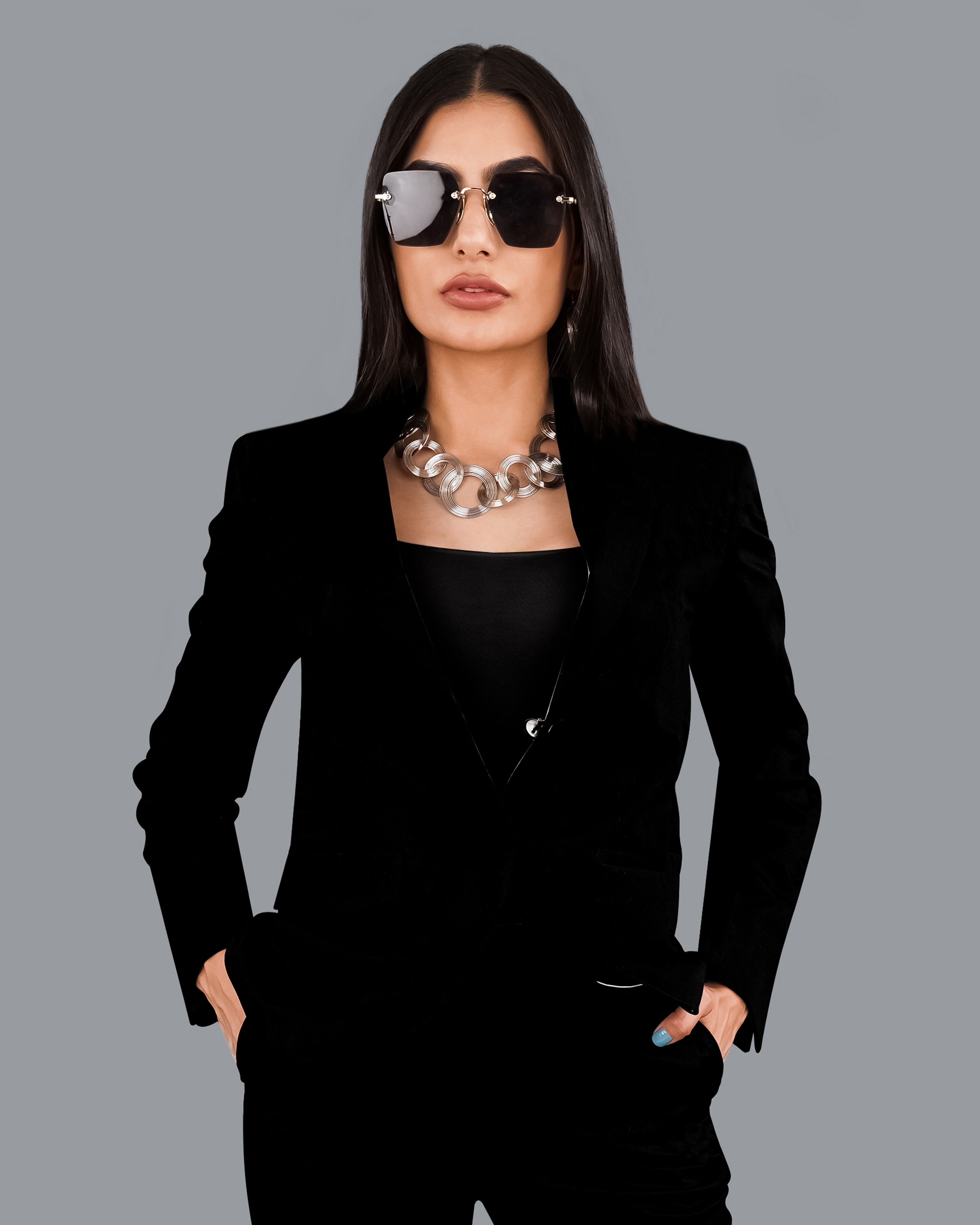 Jade Black Premium Cotton Women's Blazer WBL001-SB-FB-32, WBL001-SB-FB-34, WBL001-SB-FB-36, WBL001-SB-FB-38, WBL001-SB-FB-40, WBL001-SB-FB-42