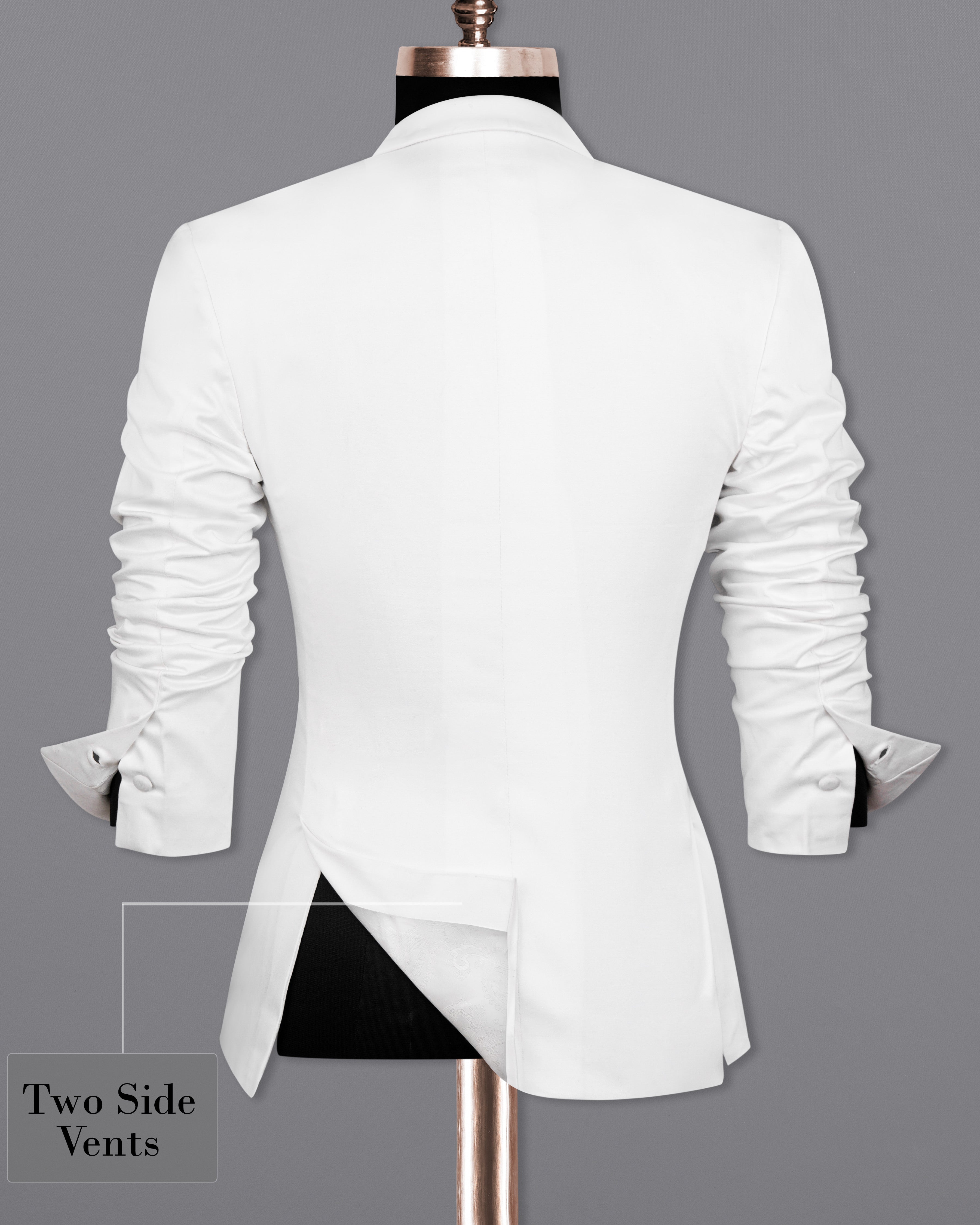 Bright White with Black Patch Collar Premium Cotton Women's Blazer WBL005-SB-BKPL-FB-32, WBL005-SB-BKPL-FB-34, WBL005-SB-BKPL-FB-36, WBL005-SB-BKPL-FB-38, WBL005-SB-BKPL-FB-40, WBL005-SB-BKPL-FB-42