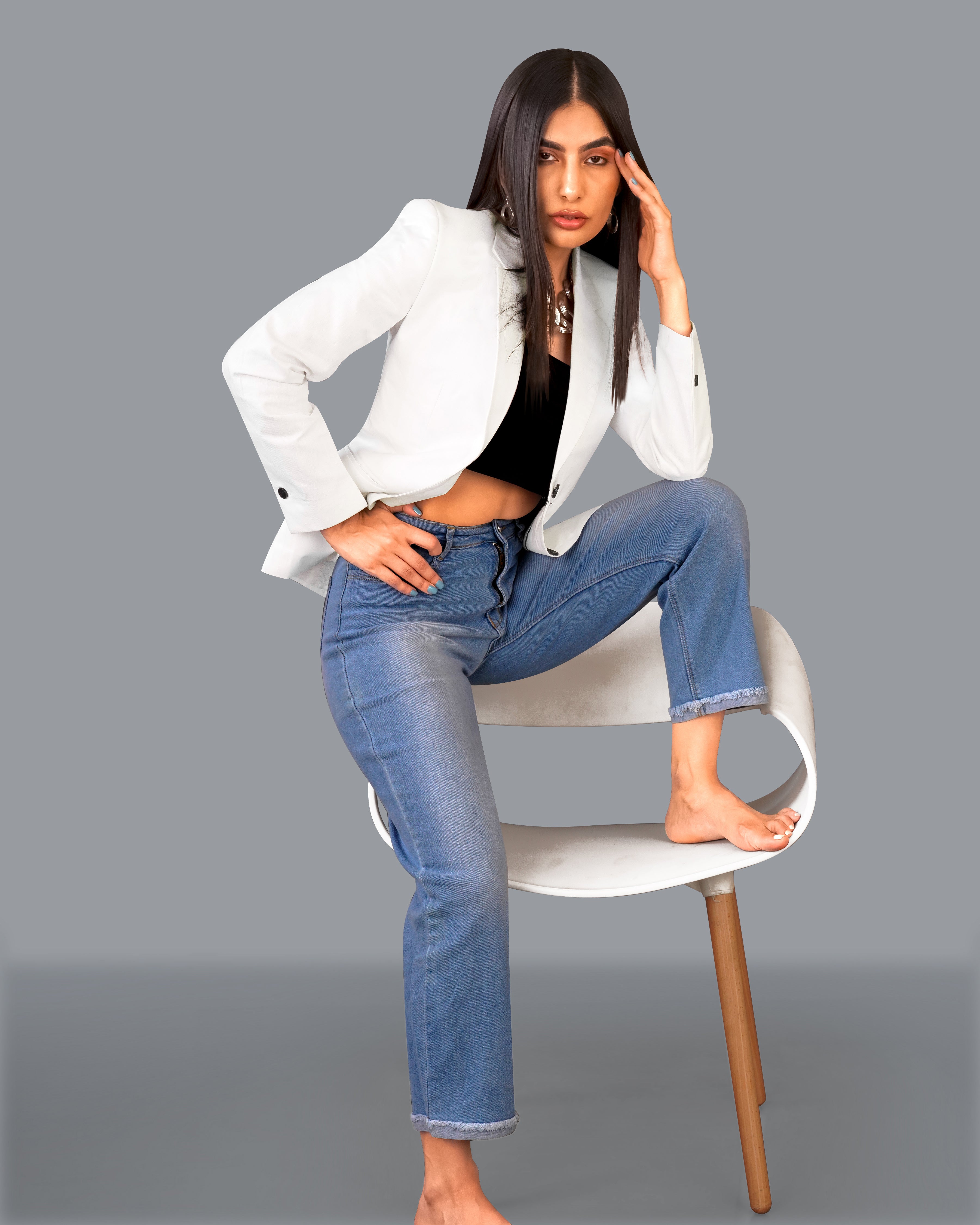 Bright White Premium Linen Women's Blazer WBL006-SB-32, WBL006-SB-34, WBL006-SB-36, WBL006-SB-38, WBL006-SB-40, WBL006-SB-42