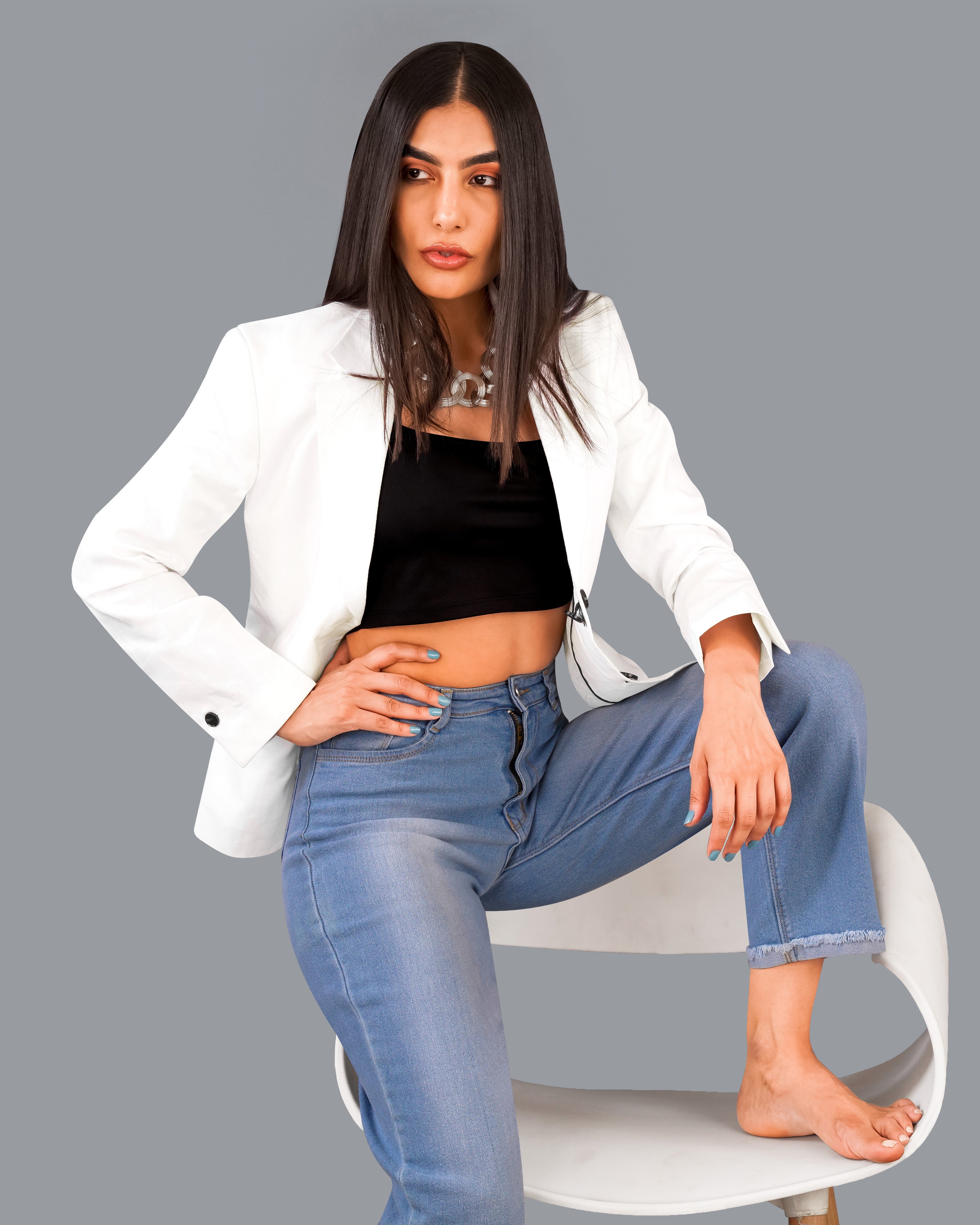 Bright White Premium Linen Women's Blazer WBL006-SB-32, WBL006-SB-34, WBL006-SB-36, WBL006-SB-38, WBL006-SB-40, WBL006-SB-42