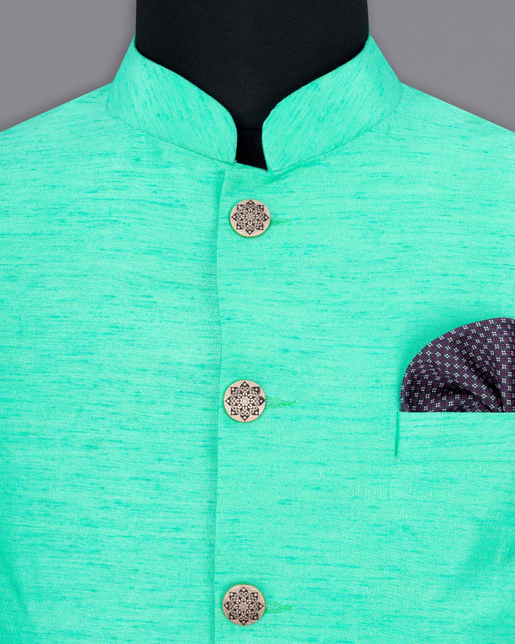 Bright Turquoise Super Soft Nehru Jacket WC1640-36, WC1640-38, WC1640-40, WC1640-42, WC1640-44, WC1640-46, WC1640-48, WC1640-50, WC1640-52, WC1640-54, WC1640-56, WC1640-58, WC1640-60
