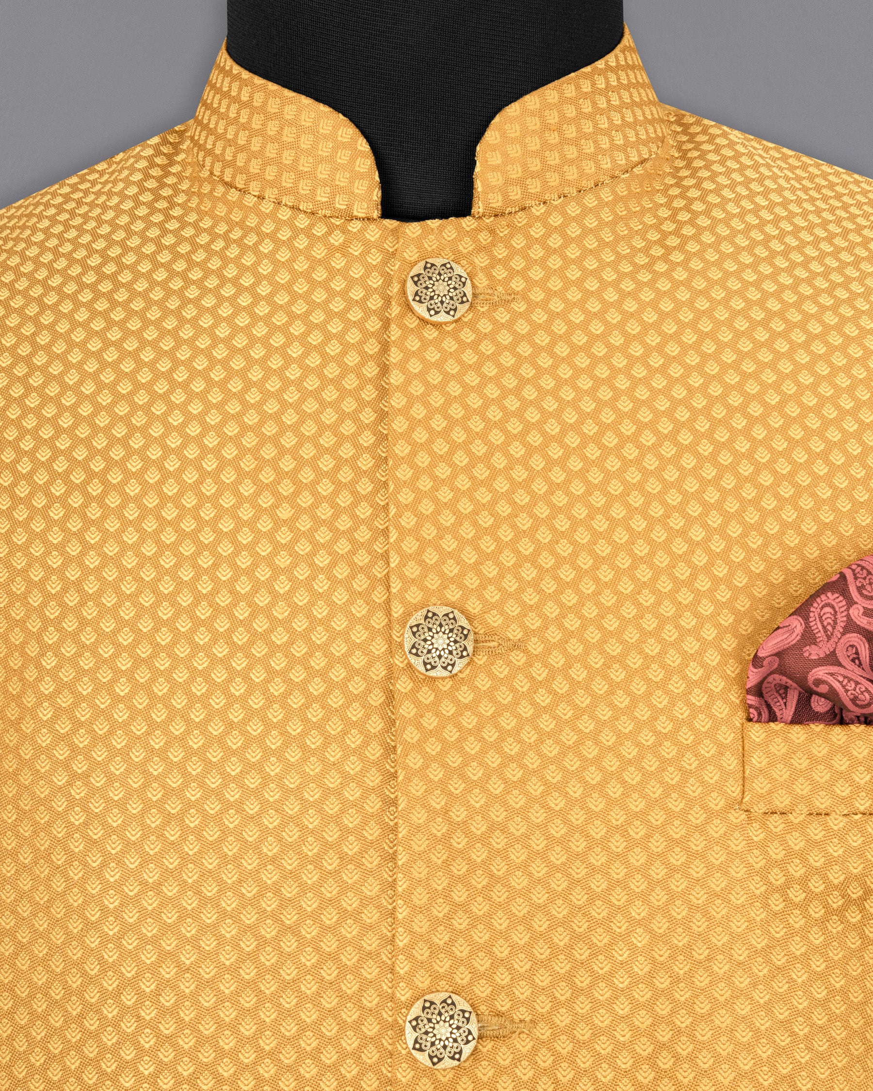 Sandy Brown Textured Nehru Jacket WC1652-36, WC1652-38, WC1652-40, WC1652-42, WC1652-44, WC1652-46, WC1652-48, WC1652-50, WC1652-52, WC1652-54, WC1652-56, WC1652-58, WC1652-60