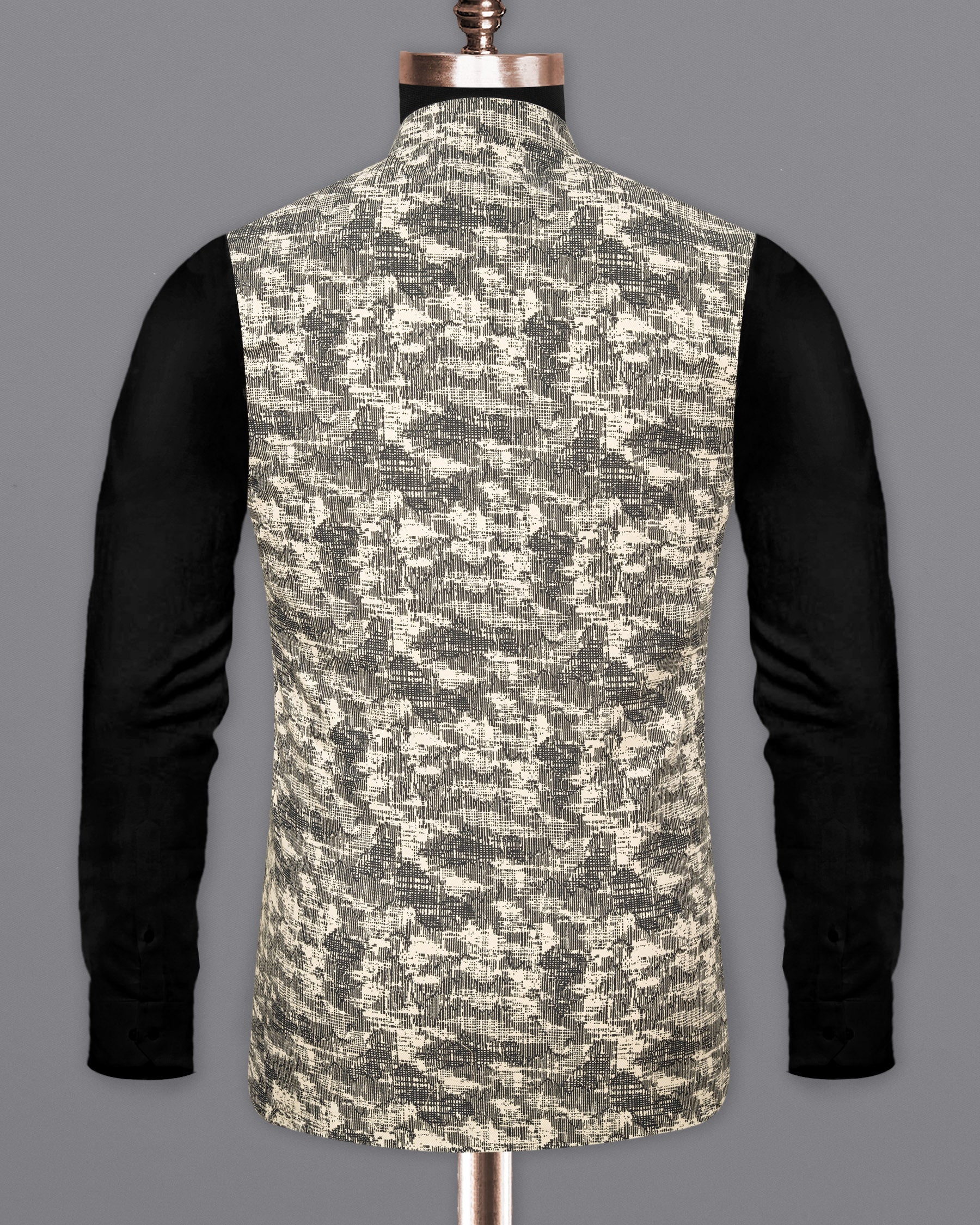 Bastille and Champagne Beige Abstract Print Nehru Jacket WC1680-36, WC1680-38, WC1680-40, WC1680-42, WC1680-44, WC1680-46, WC1680-48, WC1680-50, WC1680-52, WC1680-54, WC1680-56, WC1680-58, WC1680-60