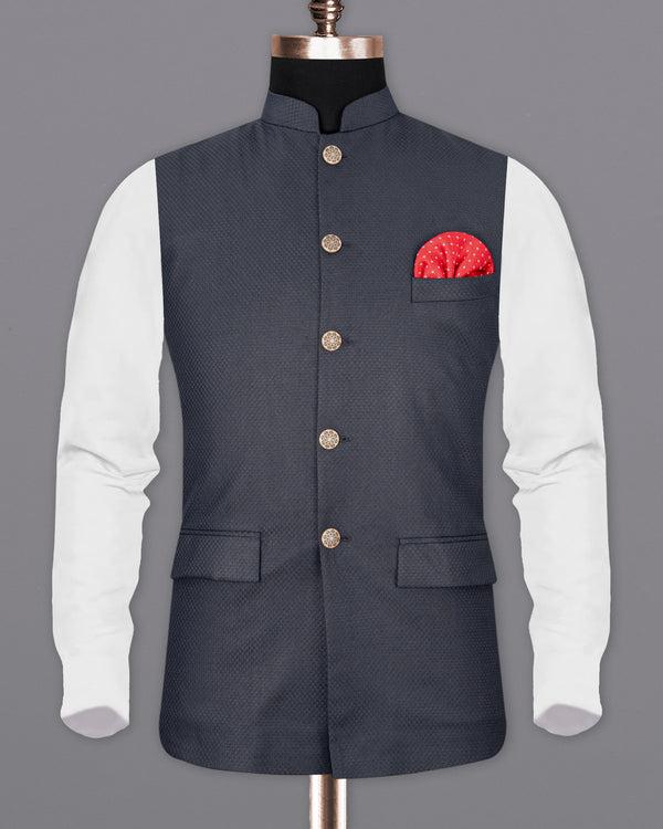 Limed Spruce Geometric Textured Nehru Jacket WC1775-36, WC1775-38, WC1775-40, WC1775-42, WC1775-44, WC1775-46, WC1775-48, WC1775-50, WC1775-52, WC1775-54, WC1775-56, WC1775-58, WC1775-60