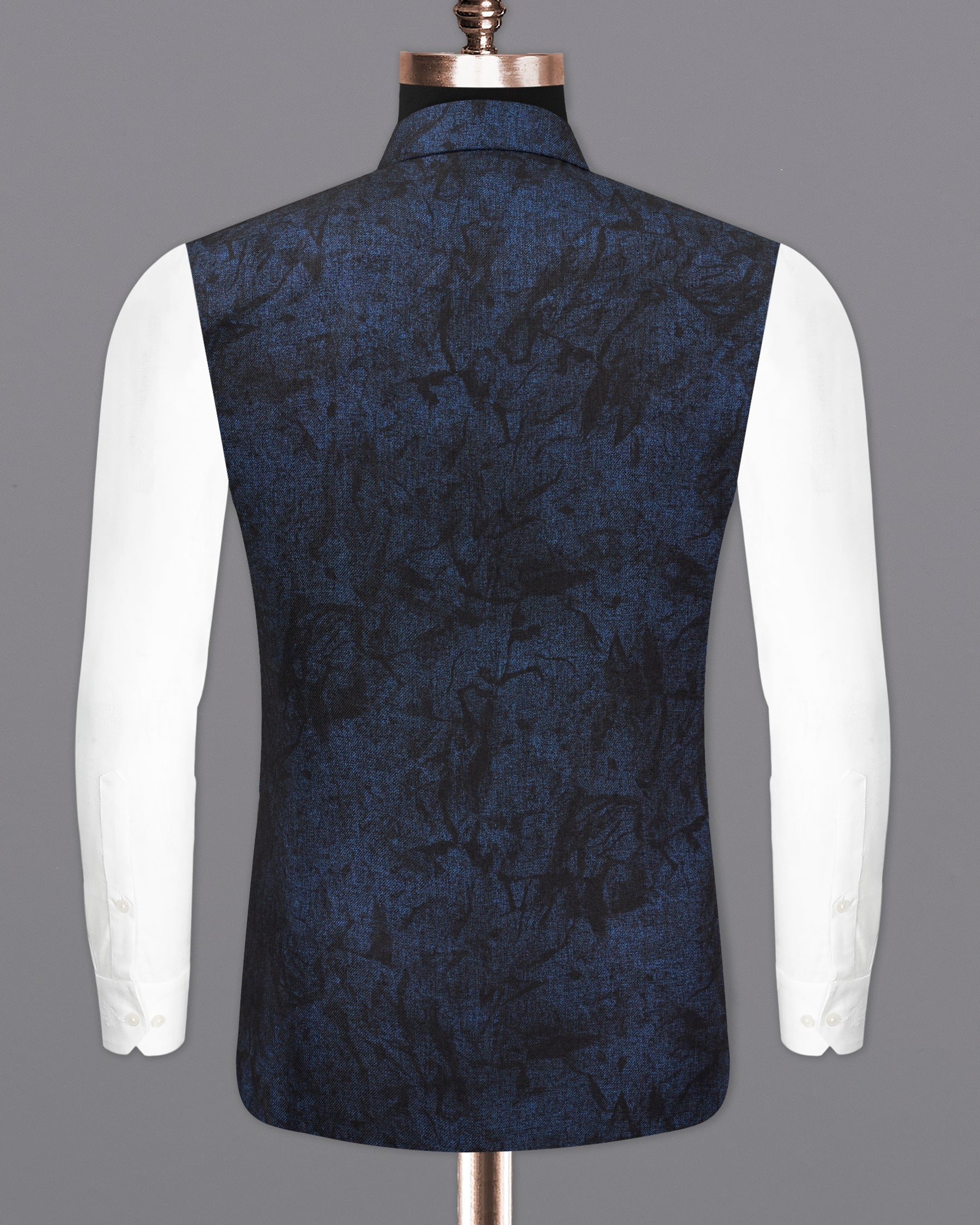 Ebony Navy Blue Vulcan Black Textured Nehru Jacket WC2188-36, WC2188-38, WC2188-40, WC2188-42, WC2188-44, WC2188-46, WC2188-48, WC2188-50, WC2188-52, WC2188-54, WC2188-56, WC2188-58, WC2188-60