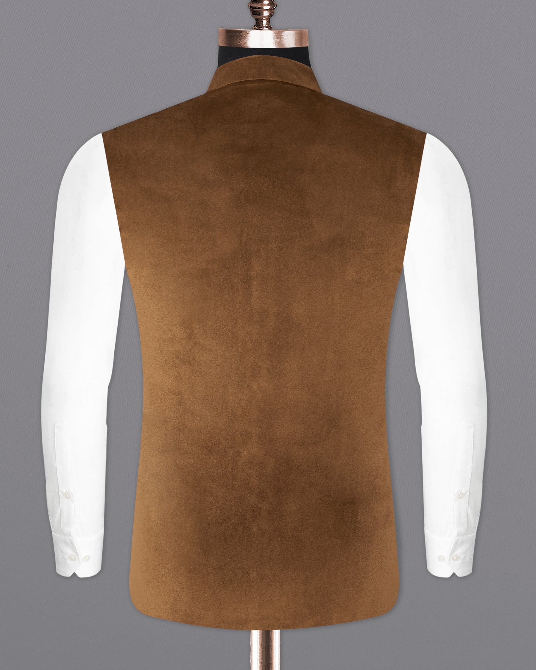 Nutmeg Brown Premium Velvet Designer Nehru Jacket WC2205-36, WC2205-38, WC2205-40, WC2205-42, WC2205-44, WC2205-46, WC2205-48, WC2205-50, WC2205-52, WC2205-54, WC2205-56, WC2205-58, WC2205-60