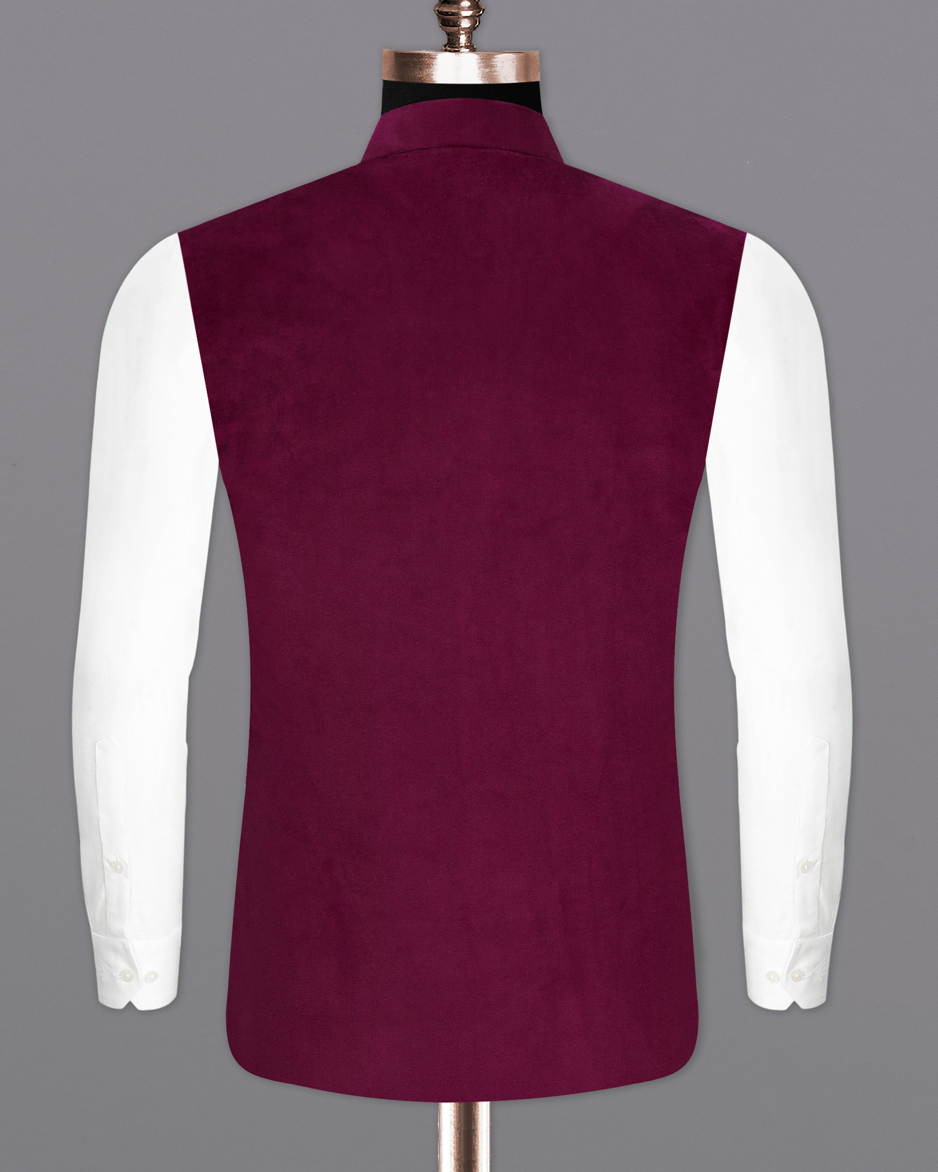 Barossa Maroon Velvet Designer Nehru Jacket WC2239-36, WC2239-38, WC2239-40, WC2239-42, WC2239-44, WC2239-46, WC2239-48, WC2239-50, WC2239-52, WC2239-54, WC2239-56, WC2239-58, WC2239-60