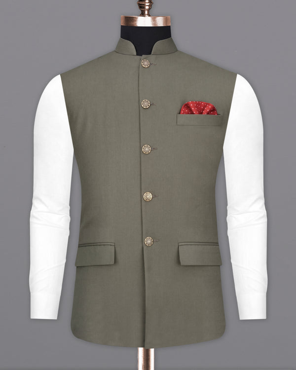 Sandstonne Green Nehru Jacket WC2247-36, WC2247-38, WC2247-40, WC2247-42, WC2247-44, WC2247-46, WC2247-48, WC2247-50, WC2247-52, WC2247-54, WC2247-56, WC2247-58, WC2247-60
