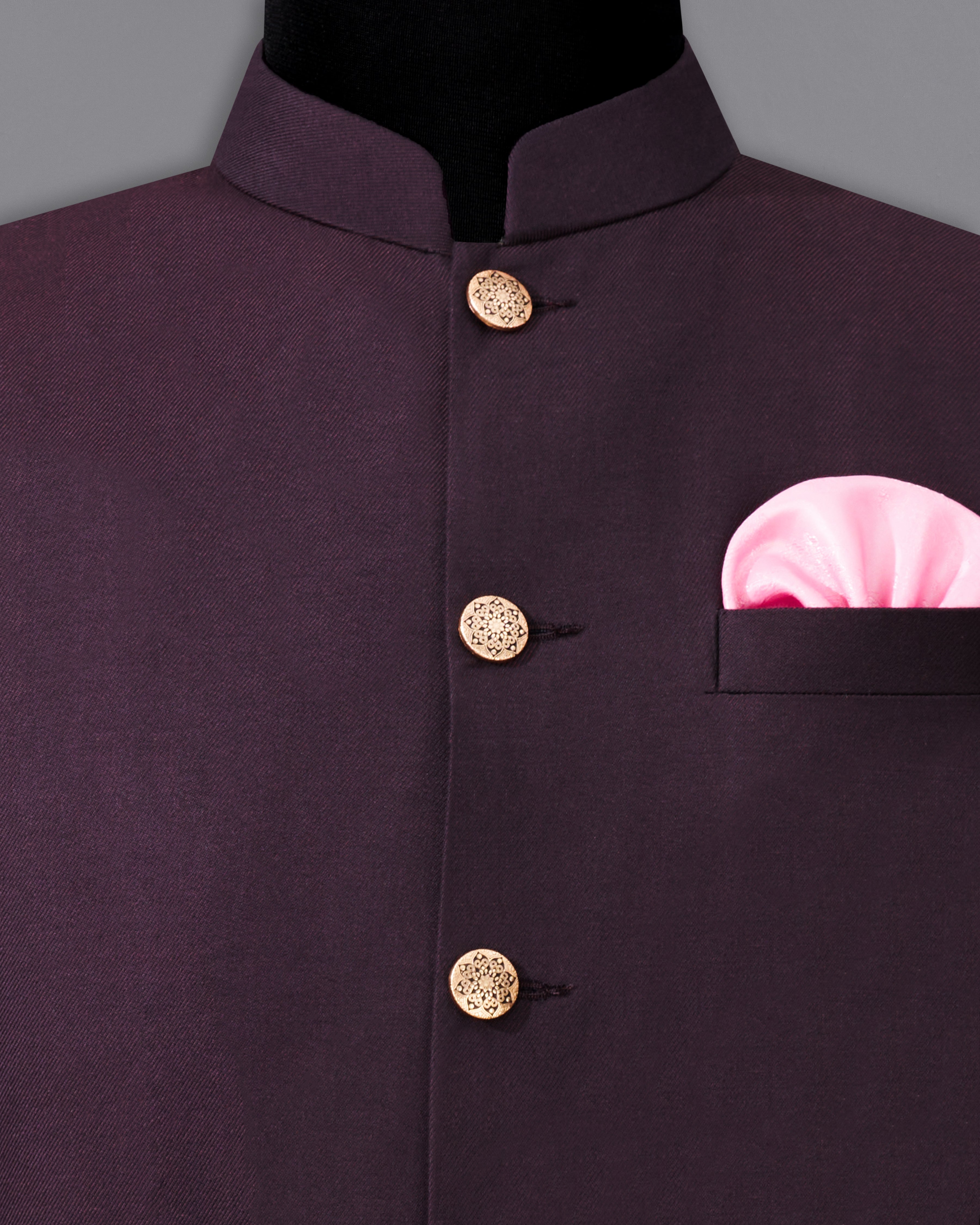 Eclipse Wine Textured Nehru Jacket