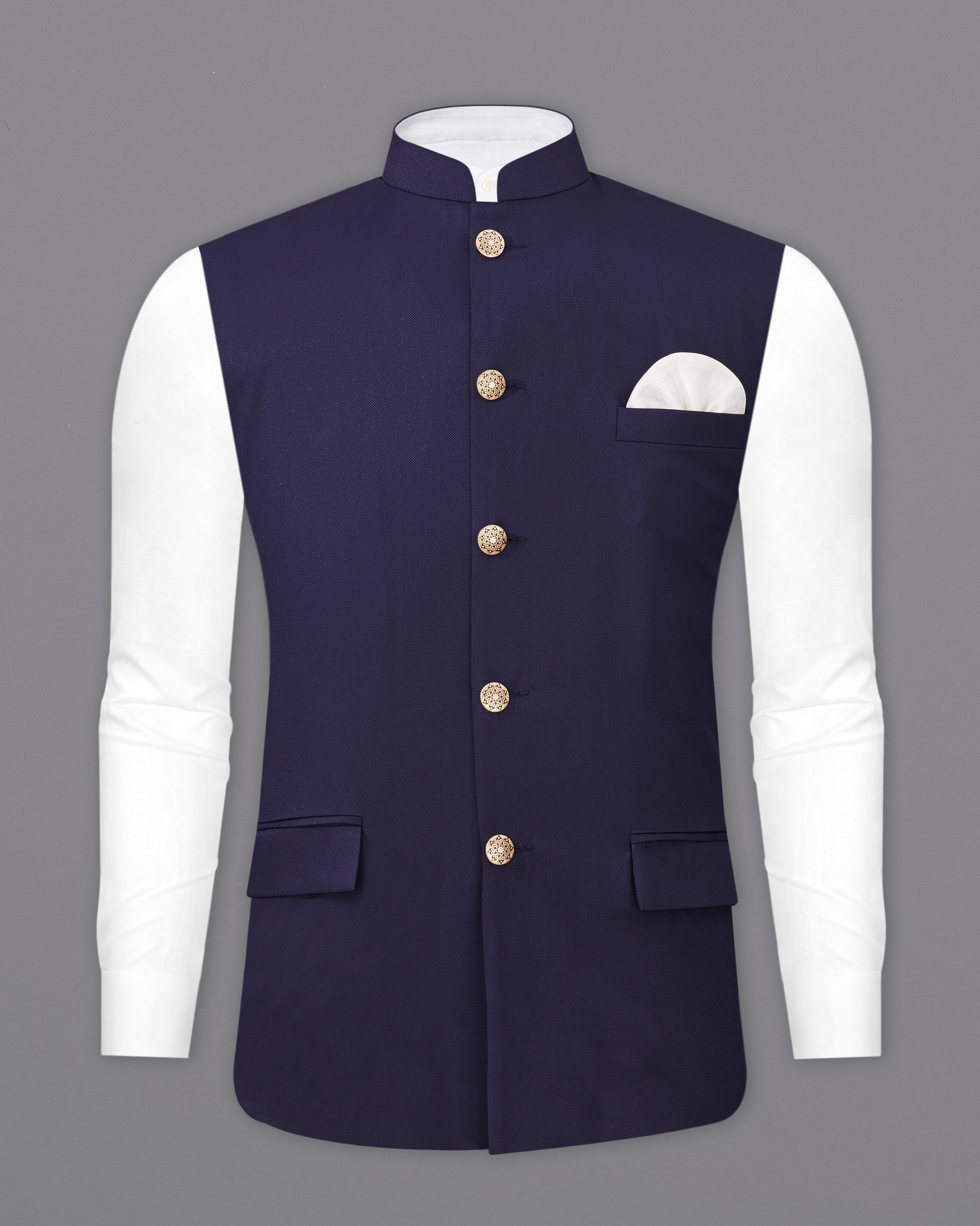 Ebony Clay Blue  Nehru Jacket