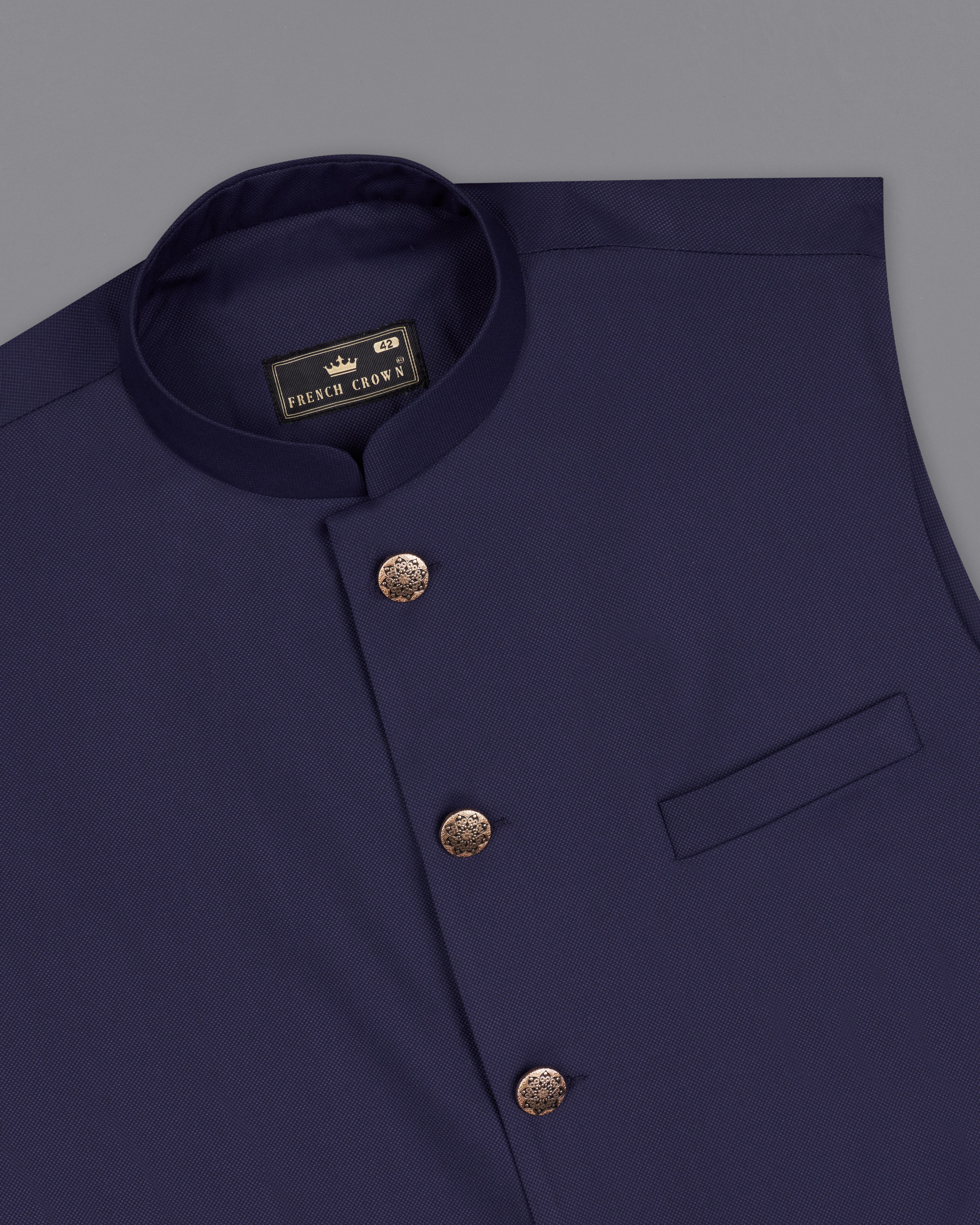 Ebony Clay Blue Nehru Jacket