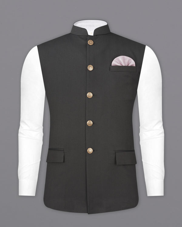 Fuscous Gray Textured Nehru Jacket WC2283-36, WC2283-38, WC2283-40, WC2283-42, WC2283-44, WC2283-46, WC2283-48, WC2283-50, WC2283-52, WC2283-54, WC2283-56, WC2283-58, WC2283-60