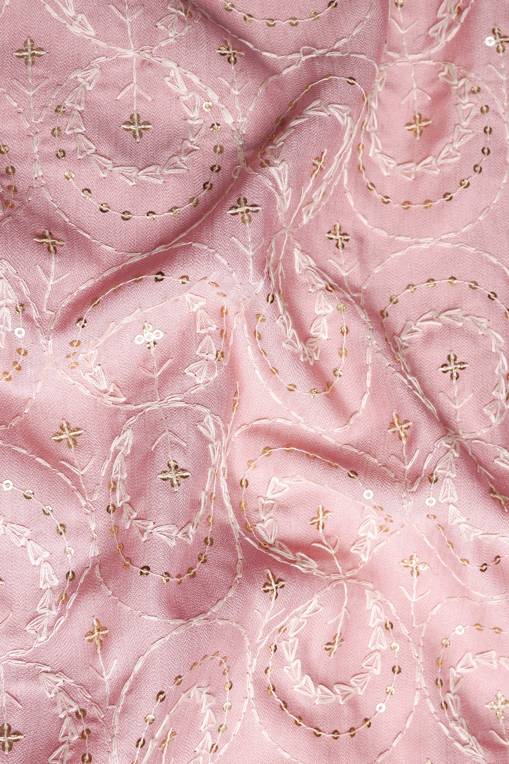 Careys Pink Viscose Circular Cotton Thread Embroidered Designer Nehru Jacket
