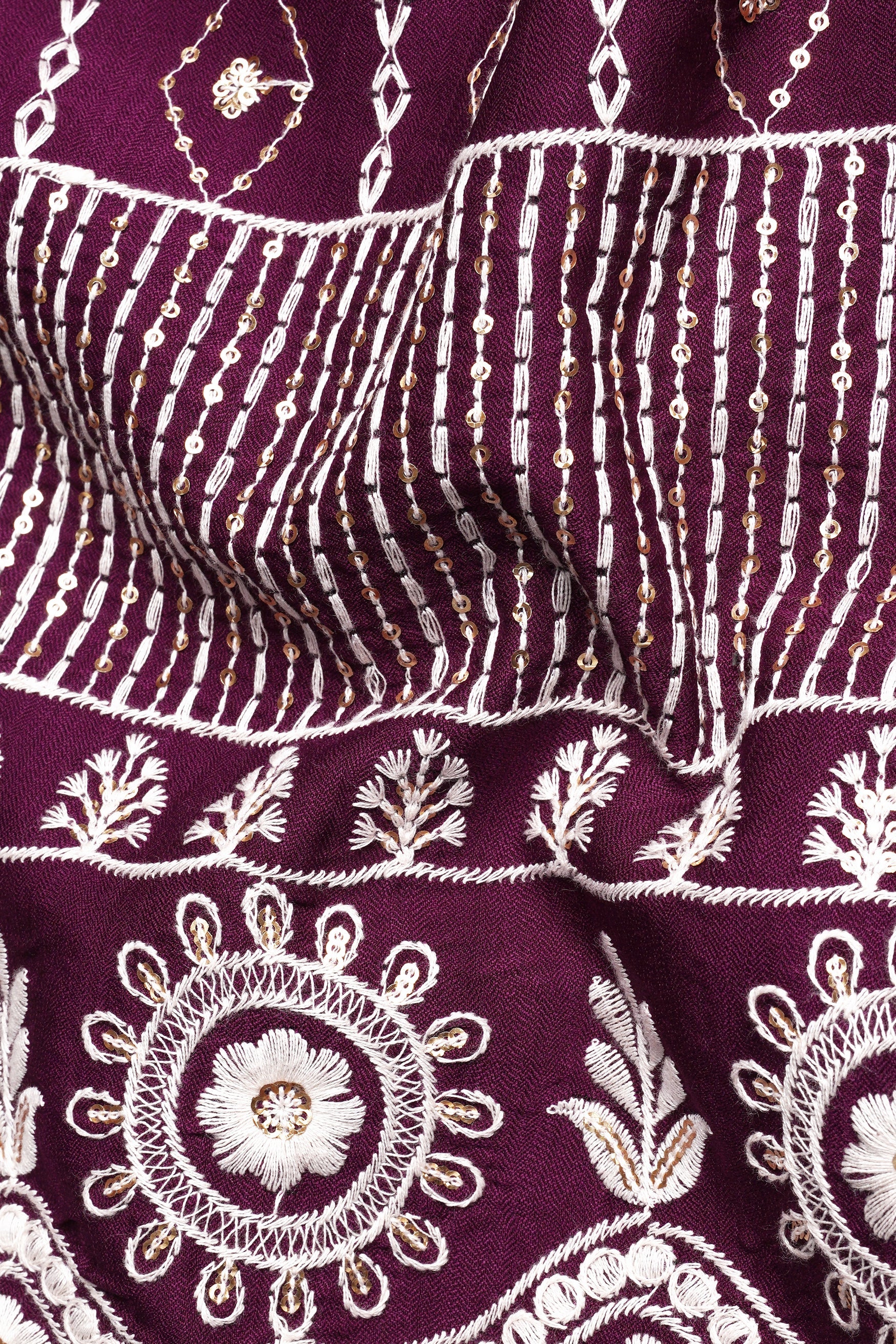 Pansy Purple Cotton Thread Embroidered Viscose Designer Nehru Jacket