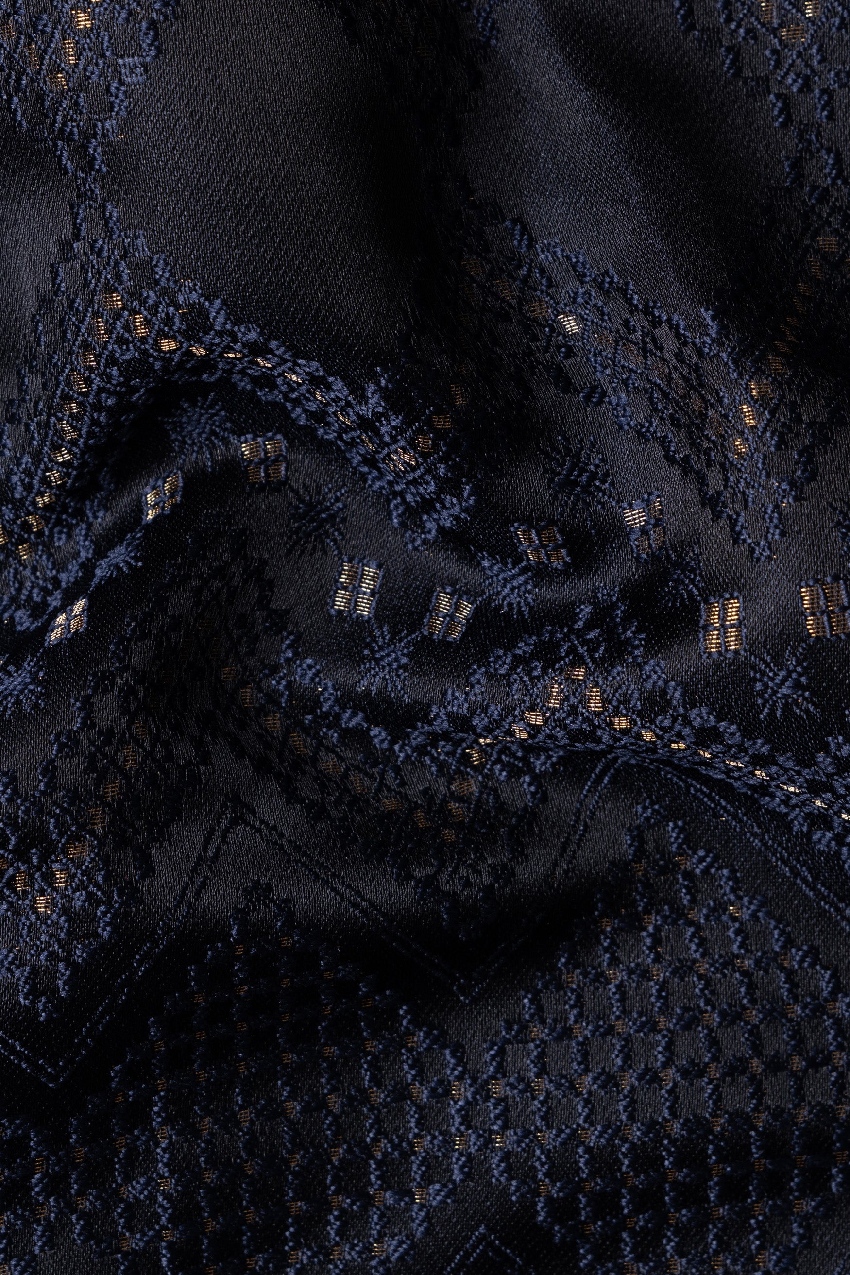 Bunker and Cloud Burst Blue Chevron Thread Embroidered Designer Nehru Jacket