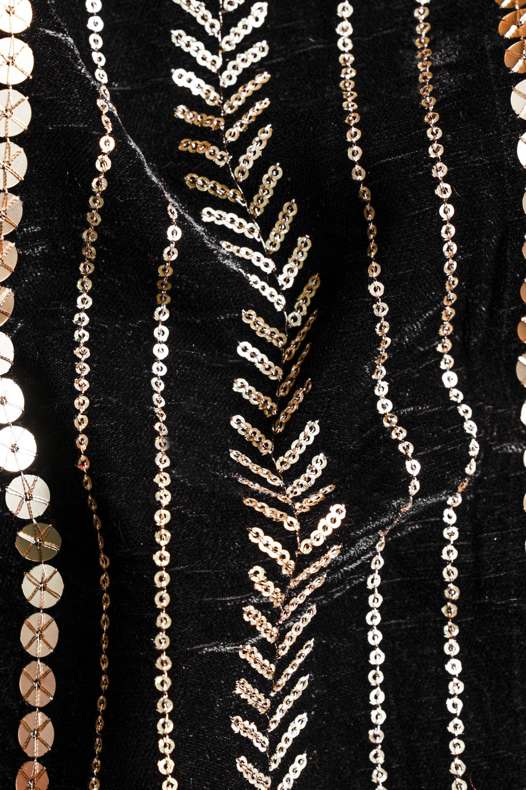 Jade Black Vertical Sequin Embroidered Designer Nehru Jacket