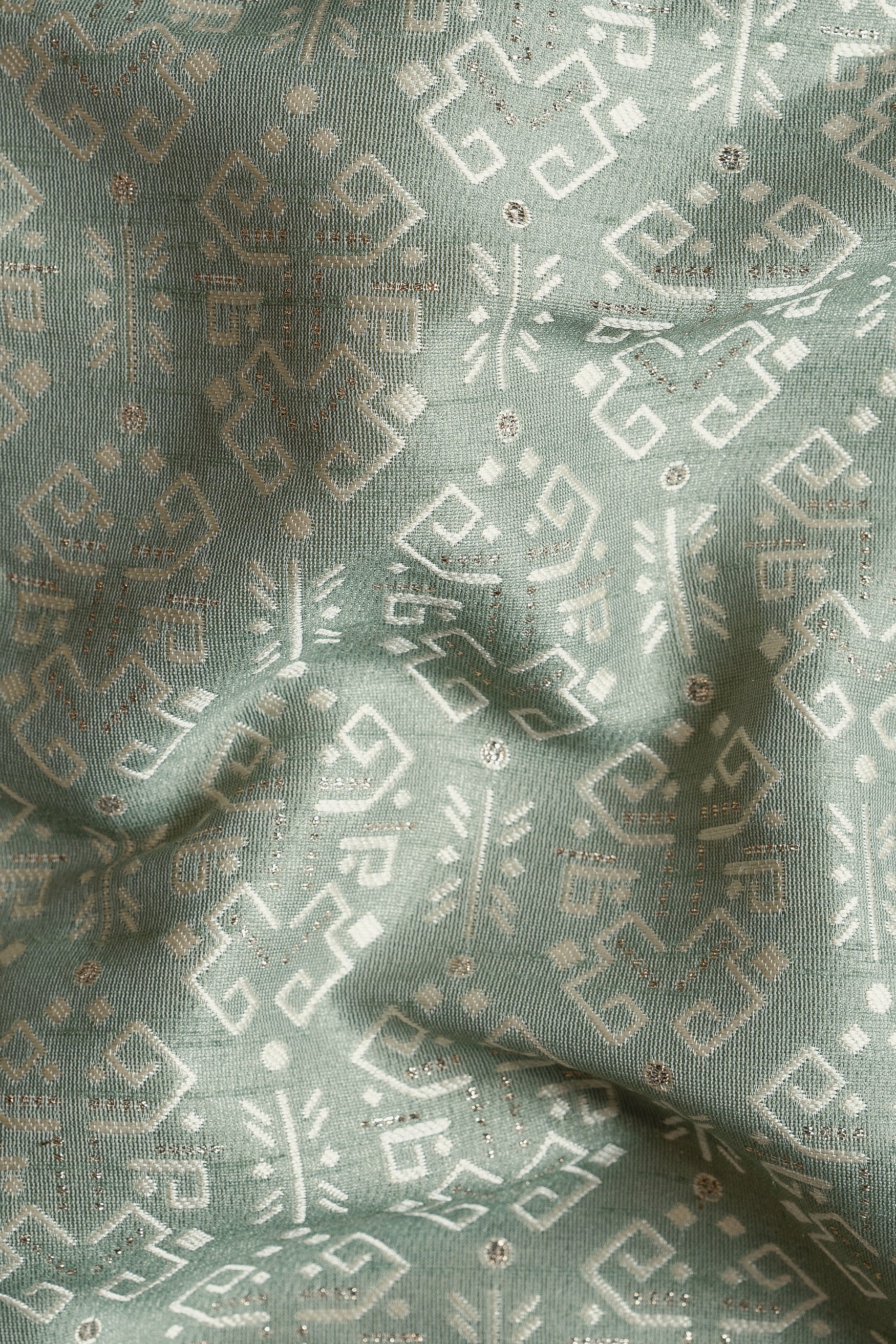 Pumice Green and White Jacquard Textured Designer Nehru Jacket WC3455-36,  WC3455-38,  WC3455-40,  WC3455-42,  WC3455-44,  WC3455-46,  WC3455-48,  WC3455-50,  WC3455-52,  WC3455-54,  WC3455-56,  WC3455-58,  WC3455-60