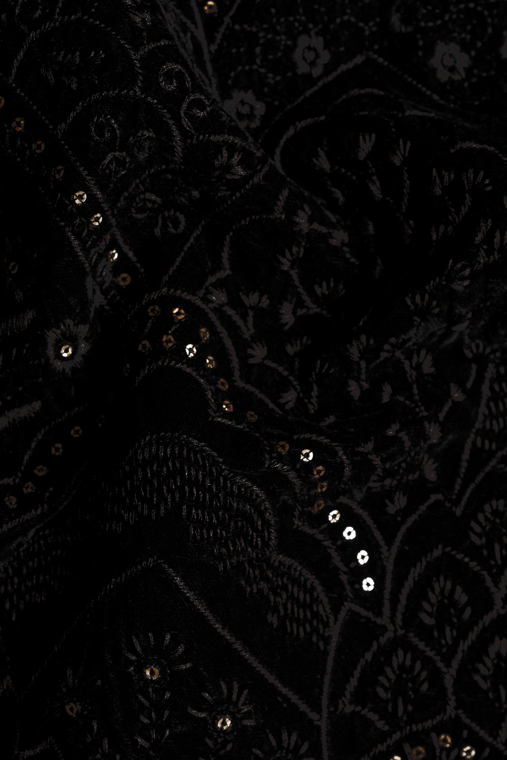 Jade Black Floral Sequin and Thread Embroidered Designer Nehru Jacket WC3466-36, WC3466-38, WC3466-40, WC3466-42, WC3466-44, WC3466-46, WC3466-48, WC3466-50, WC3466-52, WC3466-54, WC3466-56, WC3466-58, WC3466-60