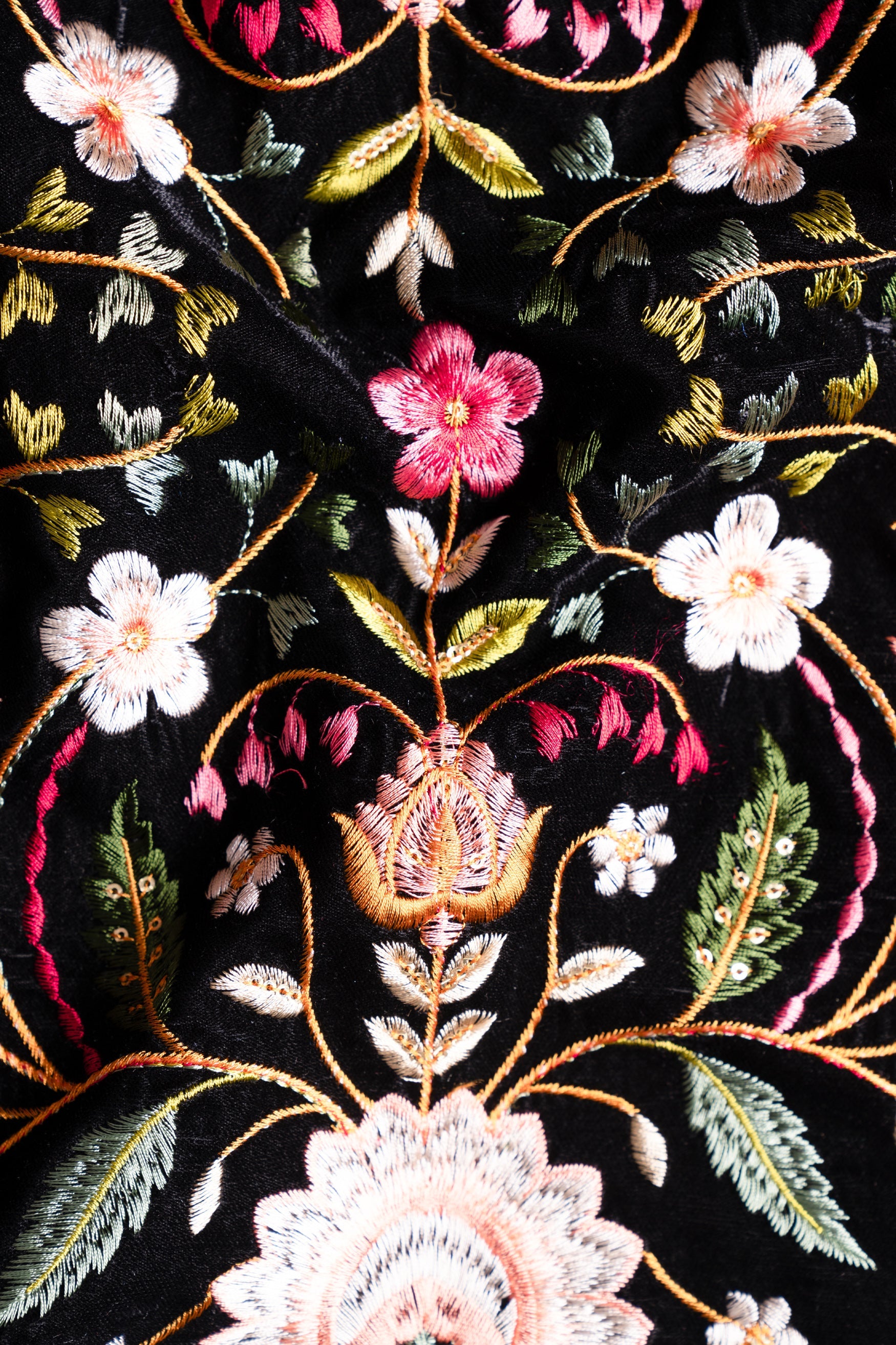 Jade Black and Carmine Pink Multicolour Floral Thread Embroidered Designer Nehru Jacket WC3471-36, WC3471-38, WC3471-40, WC3471-42, WC3471-44, WC3471-46, WC3471-48, WC3471-50, WC3471-52, WC3471-54, WC3471-56, WC3471-58, WC3471-60