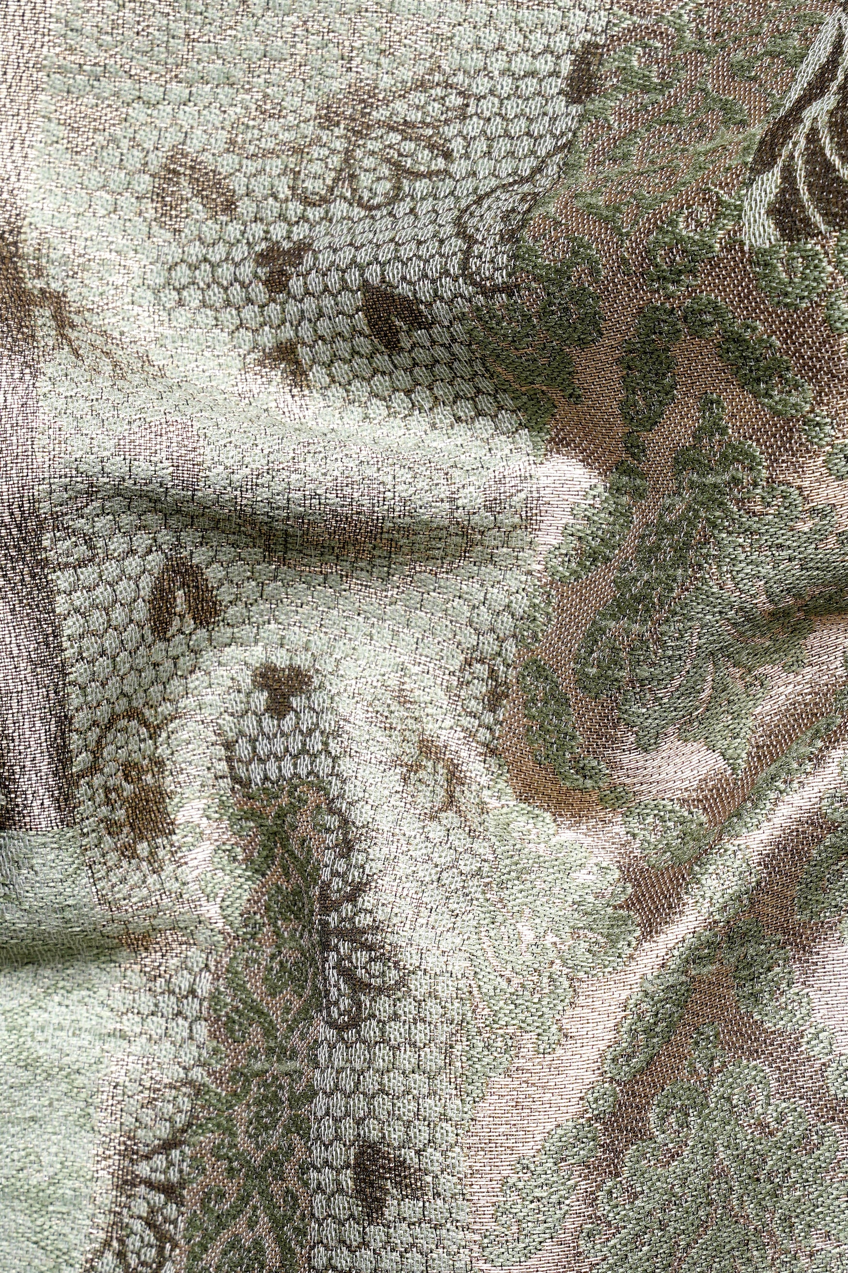 Envy Green and Opium Brown Geometric Jacquard Textured Designer Nehru Jacket WC3477-36, WC3477-38, WC3477-40, WC3477-42, WC3477-44, WC3477-46, WC3477-48, WC3477-50, WC3477-52, WC3477-54, WC3477-56, WC3477-58, WC3477-60