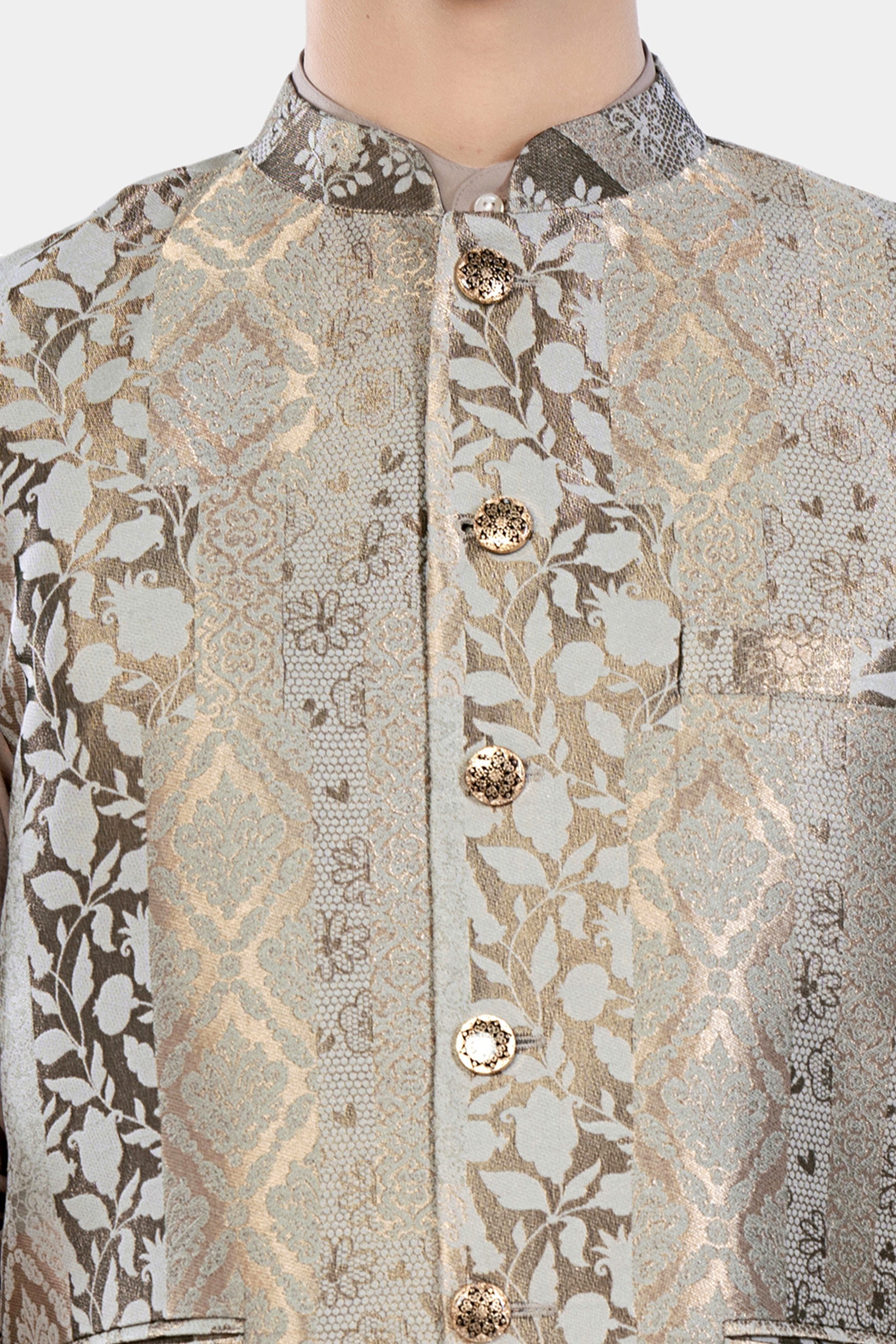 Nomad and Armadillo Brown Geometric Jacquard Textured Designer Nehru Jacket WC3478-36, WC3478-38, WC3478-40, WC3478-42, WC3478-44, WC3478-46, WC3478-48, WC3478-50, WC3478-52, WC3478-54, WC3478-56, WC3478-58, WC3478-60