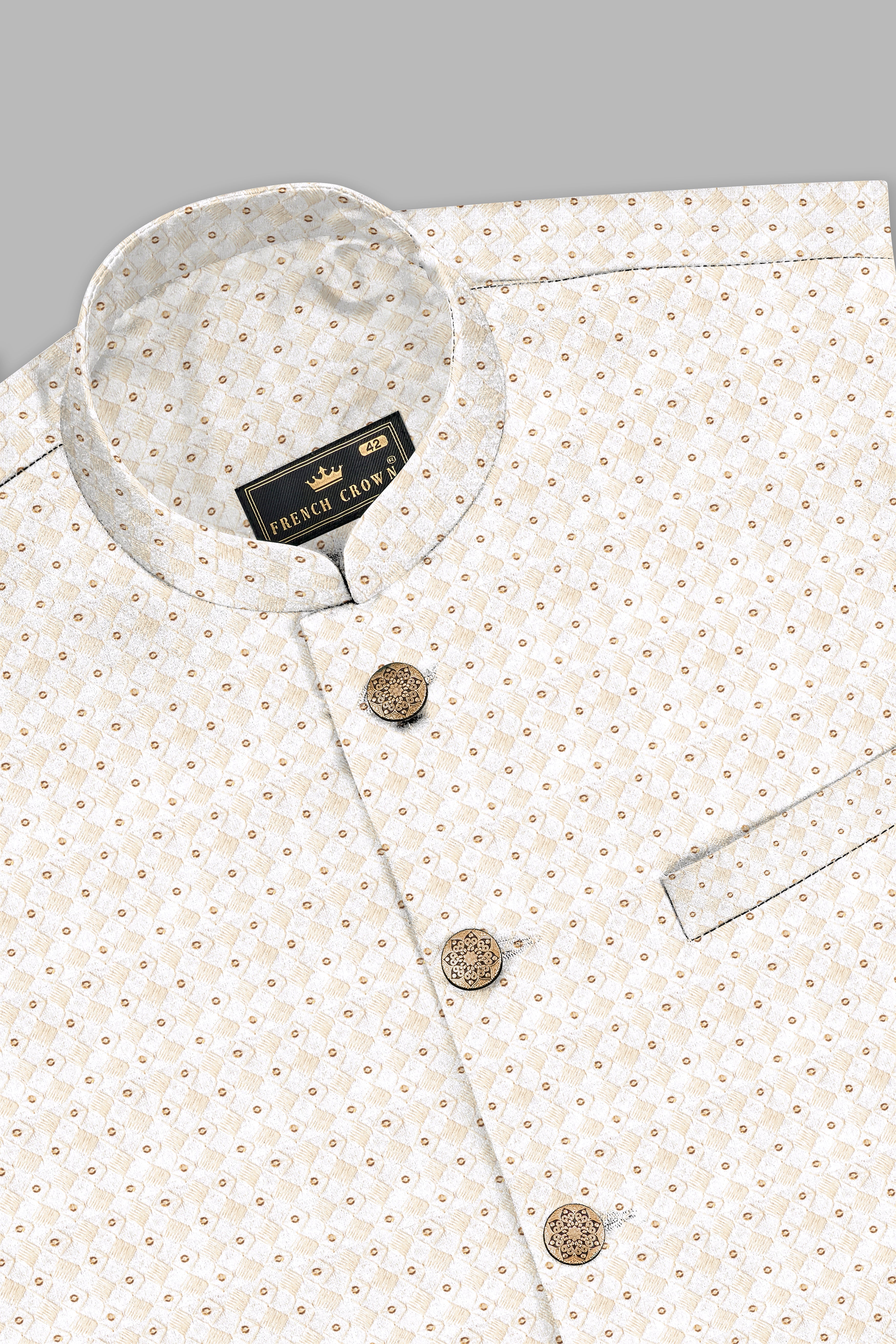 Sand Cream Thread and Sequin Embroidered Nehru Jacket WC3538-36,  WC3538-38,  WC3538-40,  WC3538-42,  WC3538-44,  WC3538-46,  WC3538-48,  WC3538-50,  WC3538-52,  WC3538-54,  WC3538-56,  WC3538-58,  WC3538-60