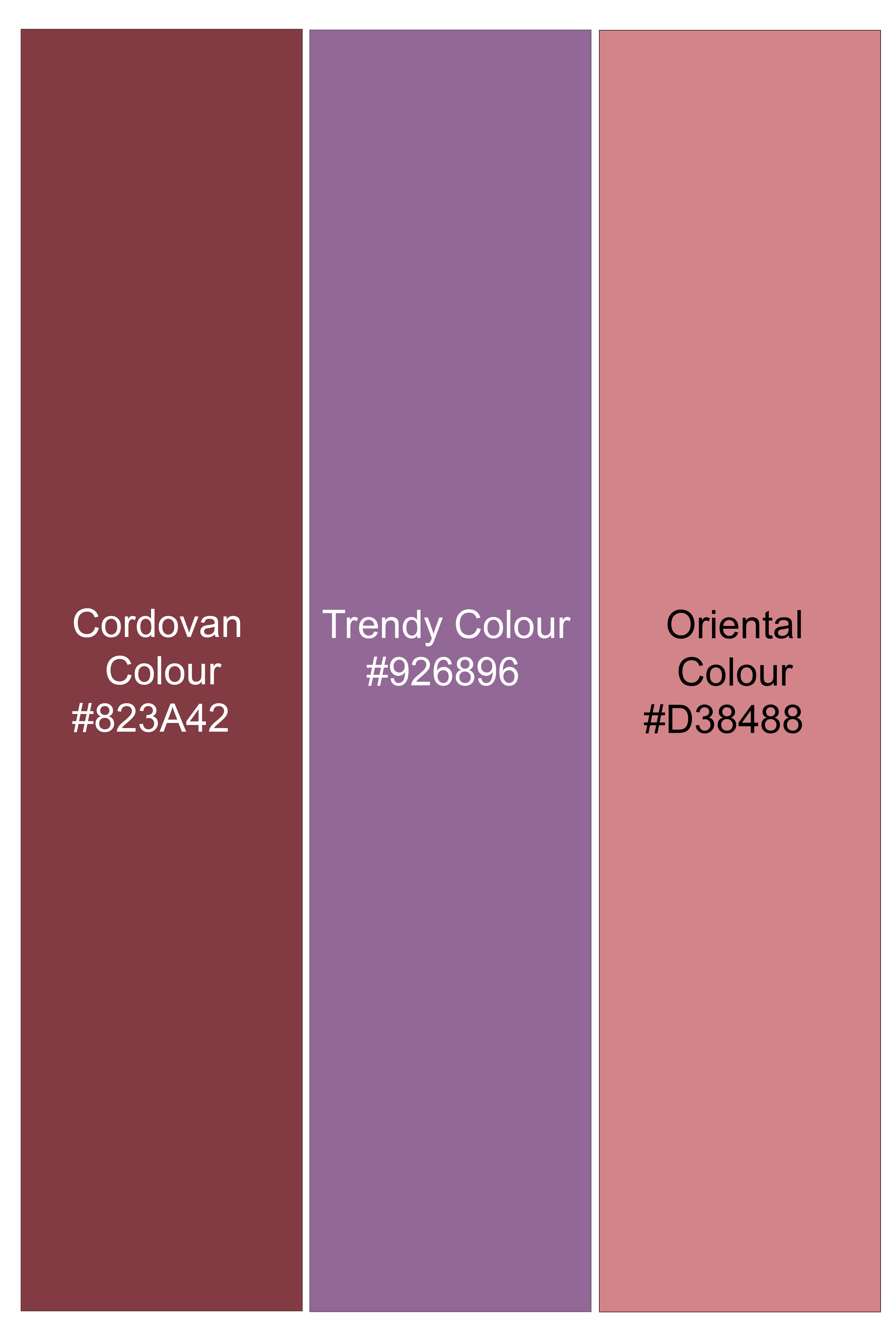 Cordovan Brown And Trendy Purple Multicolour Embroidered Nehru Jacket