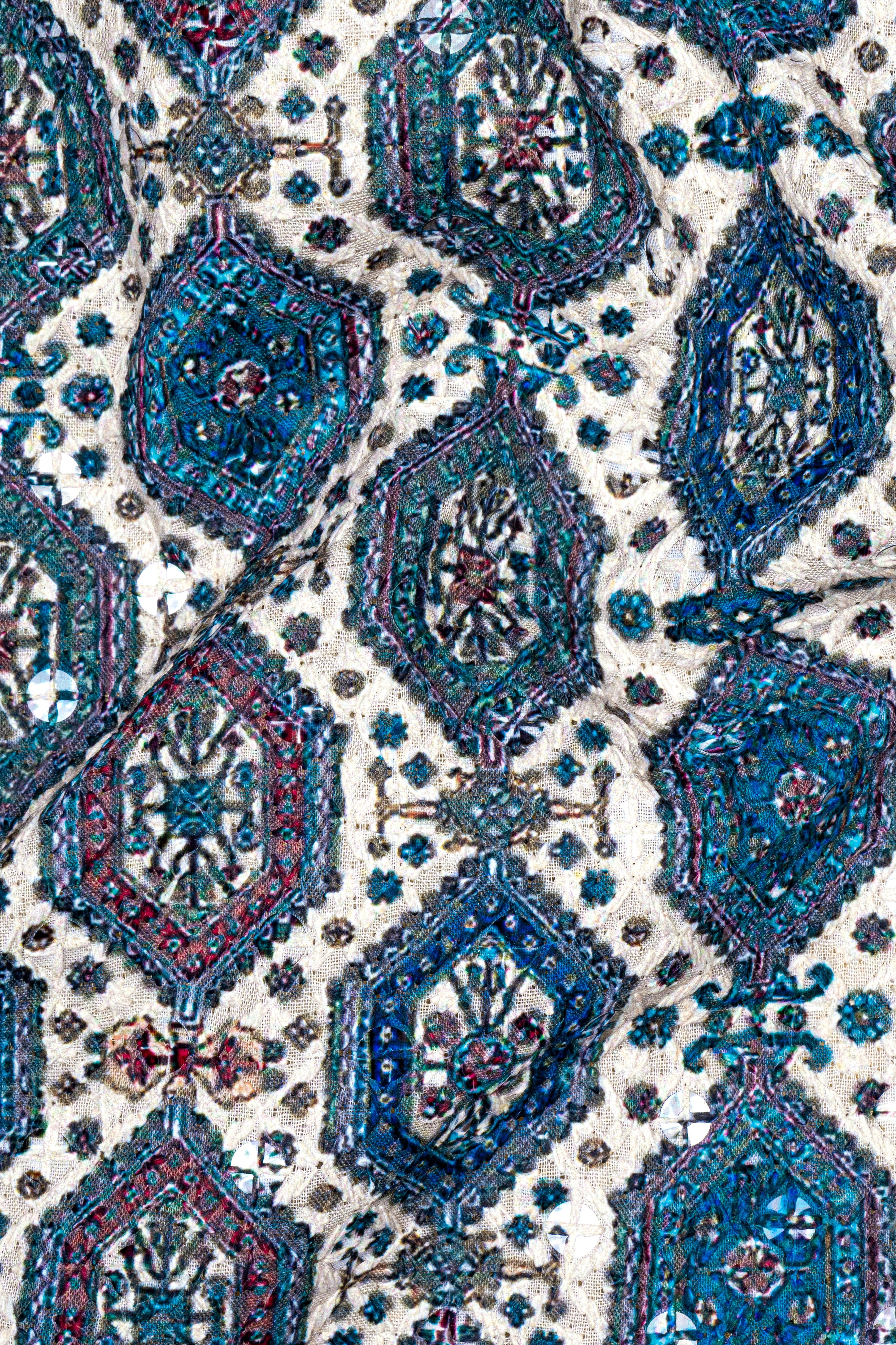 Bluish blue And Claret Red Thread Embroidered Nehru Jacket