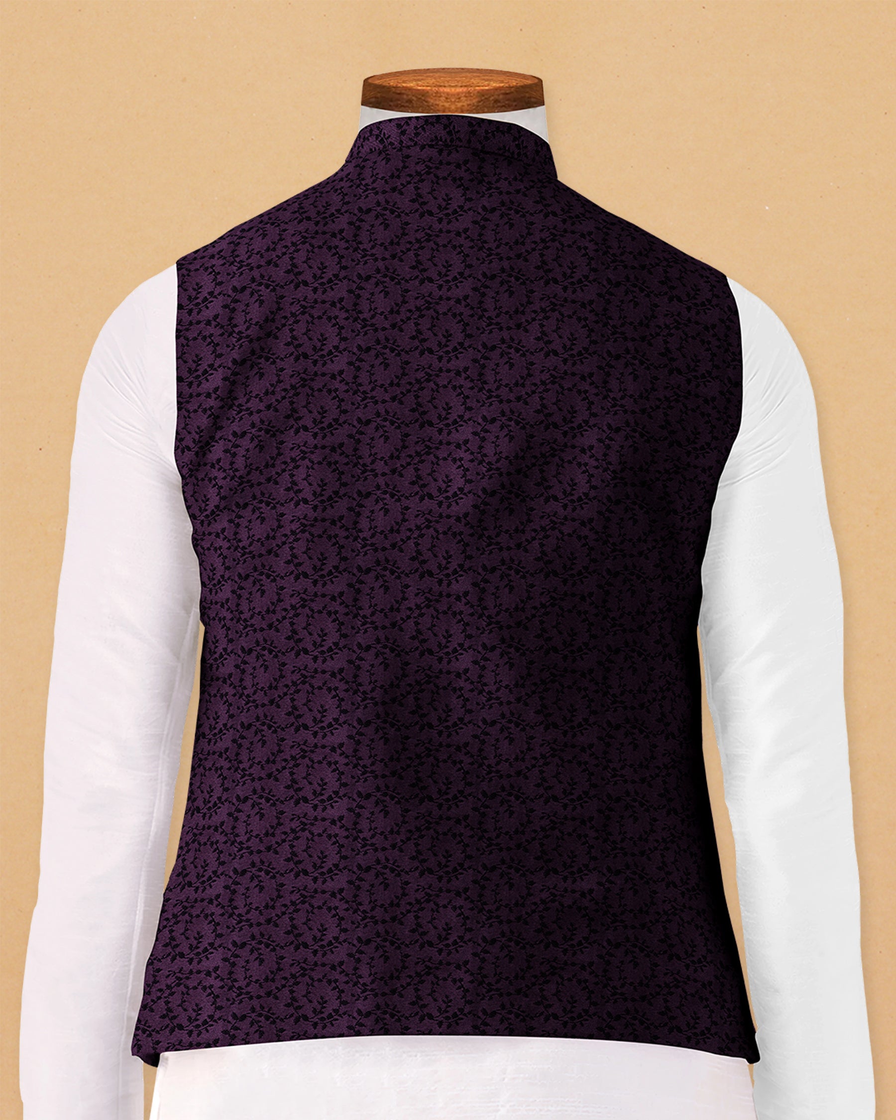 Burgundy Climber-Patterned Jacquard Premium Designer Nehru Jacket