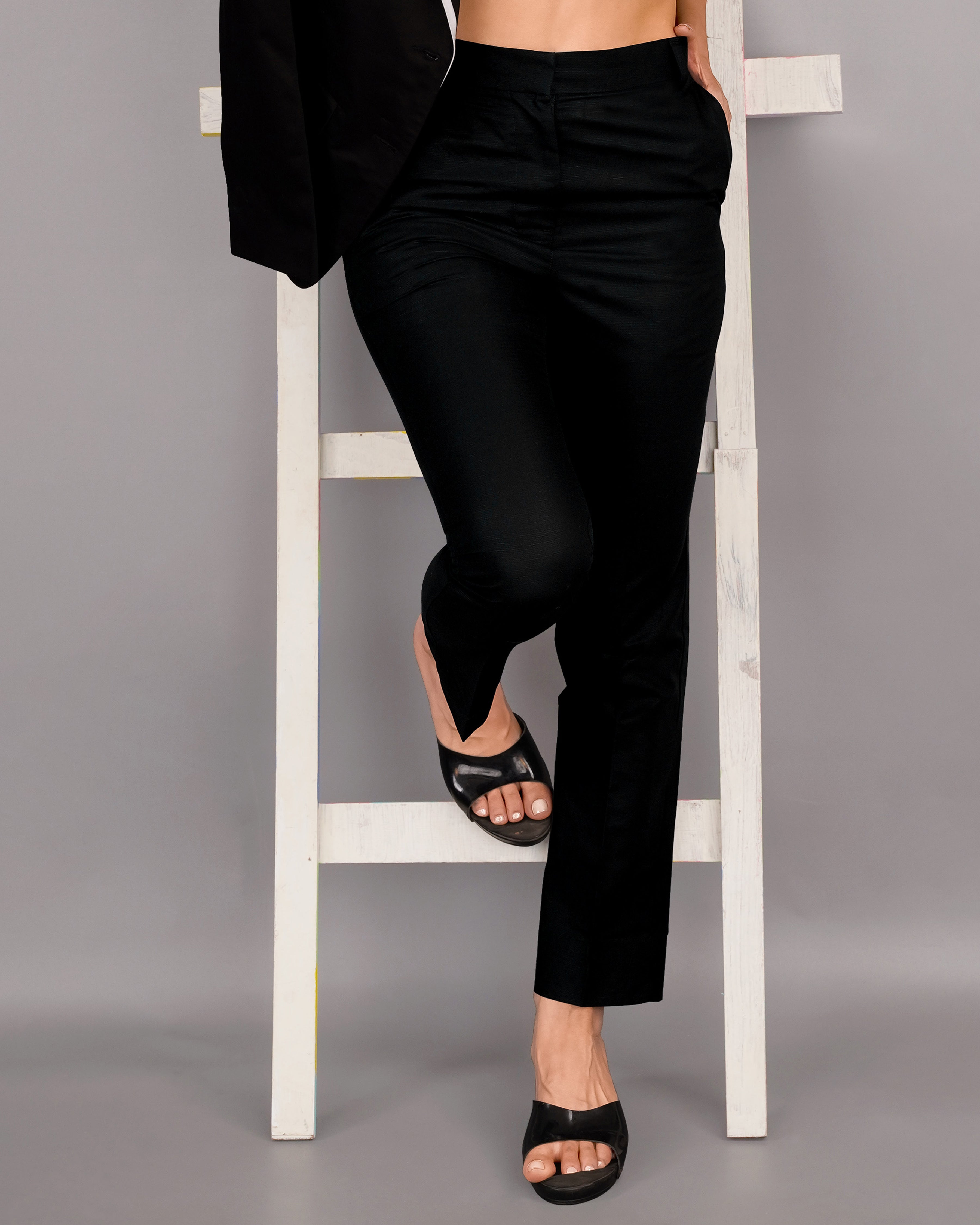 Jade Black with White Borders Premium Cotton Women's Pant WOT003-24, WOT003-26, WOT003-28, WOT003-30, WOT003-32, WOT003-34