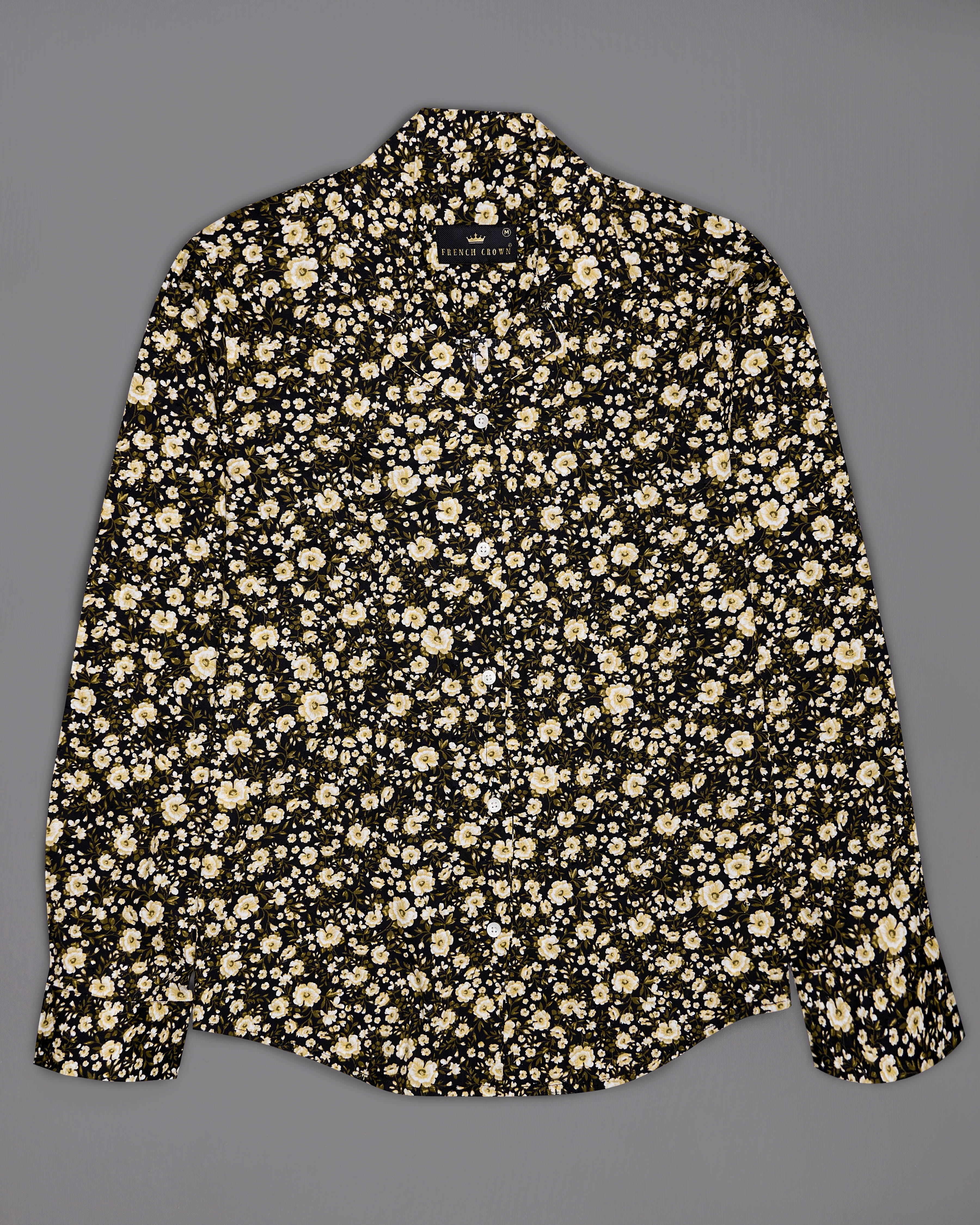 Jade Black with Timberwolf Cream Ditsy Printed Premium Cotton Shirt WS002-32, WS002-34, WS002-36, WS002-38, WS002-40, WS002-42