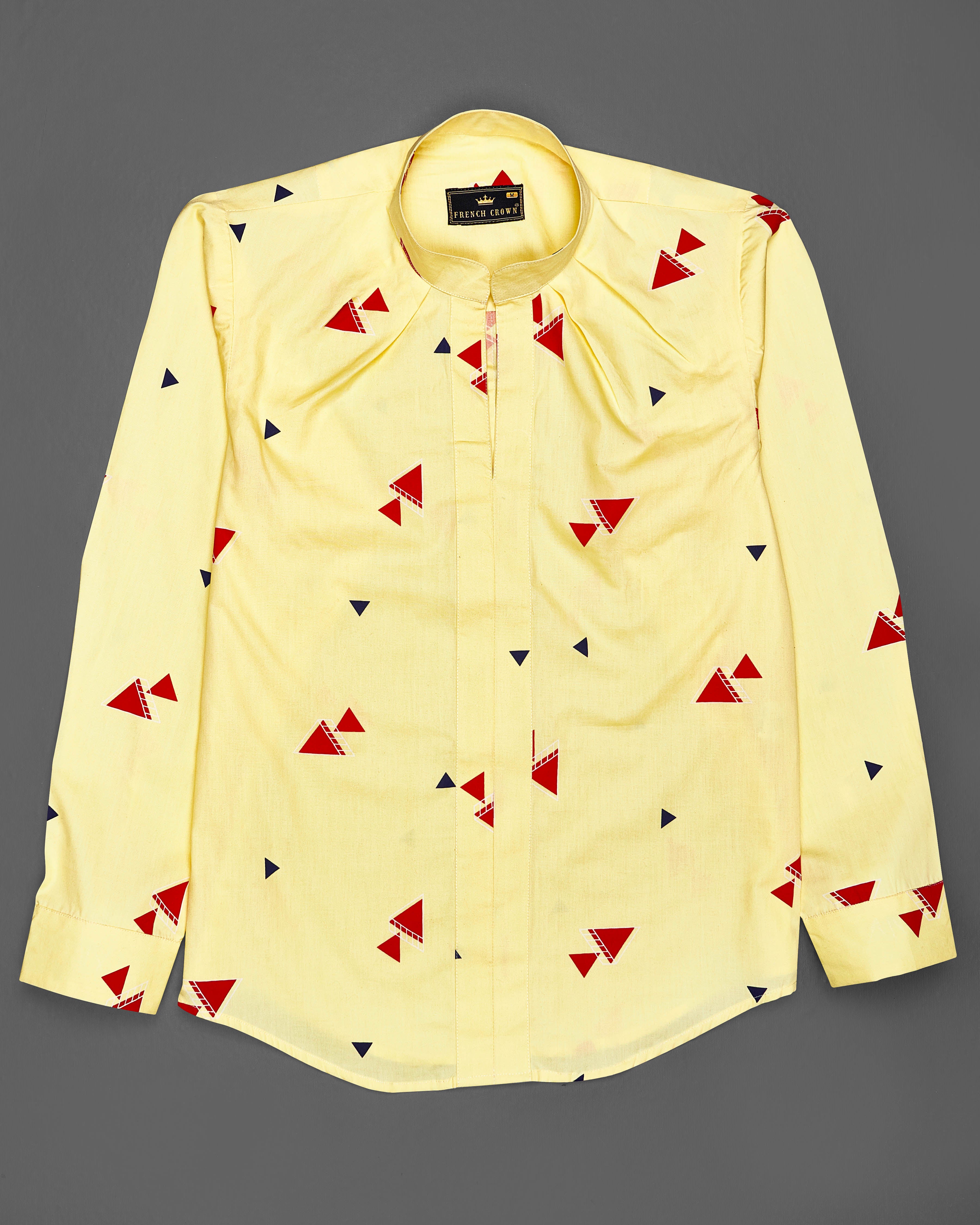Manilla Yellow Printed Premium Cotton Shirt WS007-M-P-32, WS007-M-P-34, WS007-M-P-36, WS007-M-P-38, WS007-M-P-40, WS007-M-P-42
