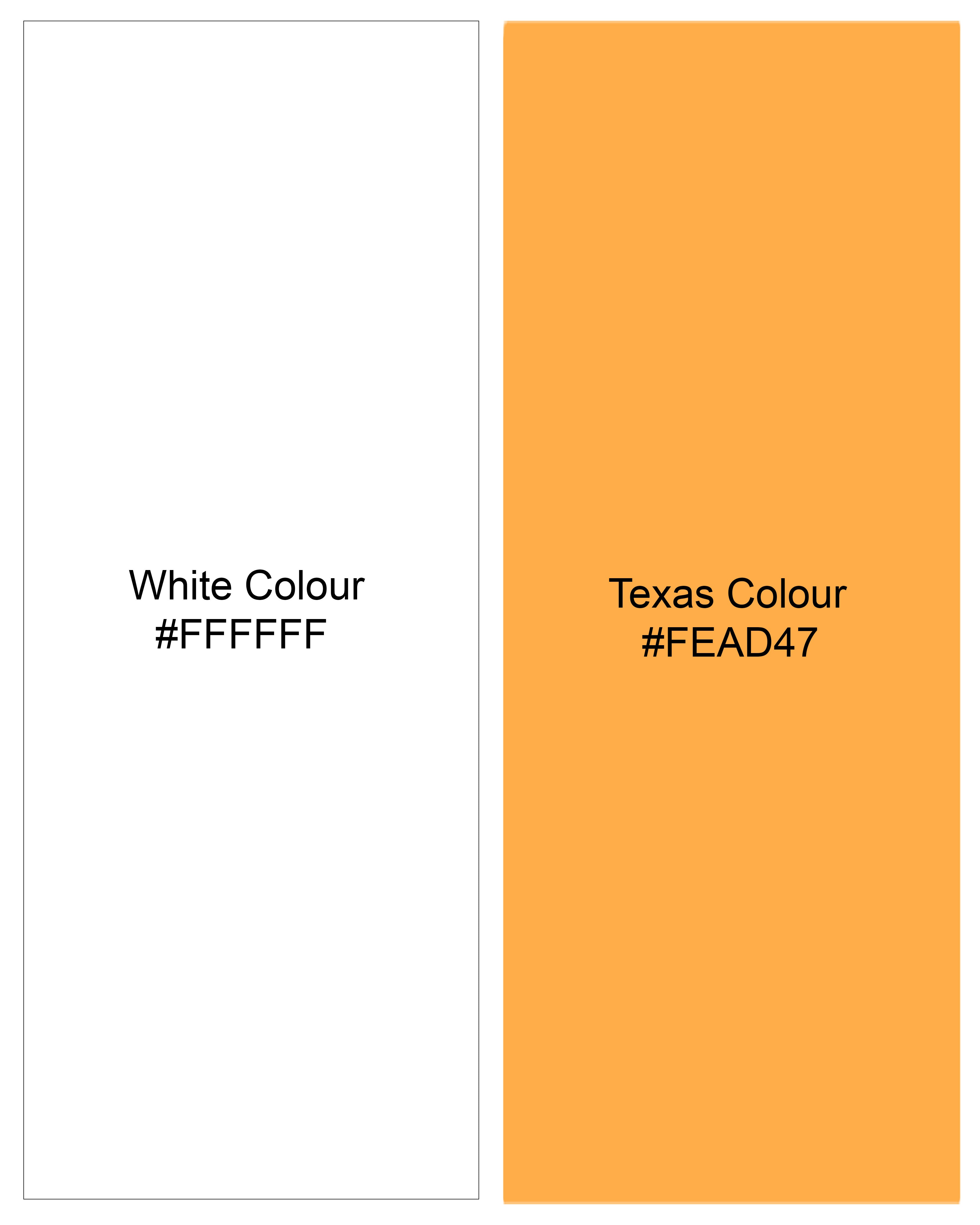 Bright White with Texas Orange Checkered Premium Cotton Shirt WS012-32, WS012-34, WS012-36, WS012-38, WS012-40, WS012-42\