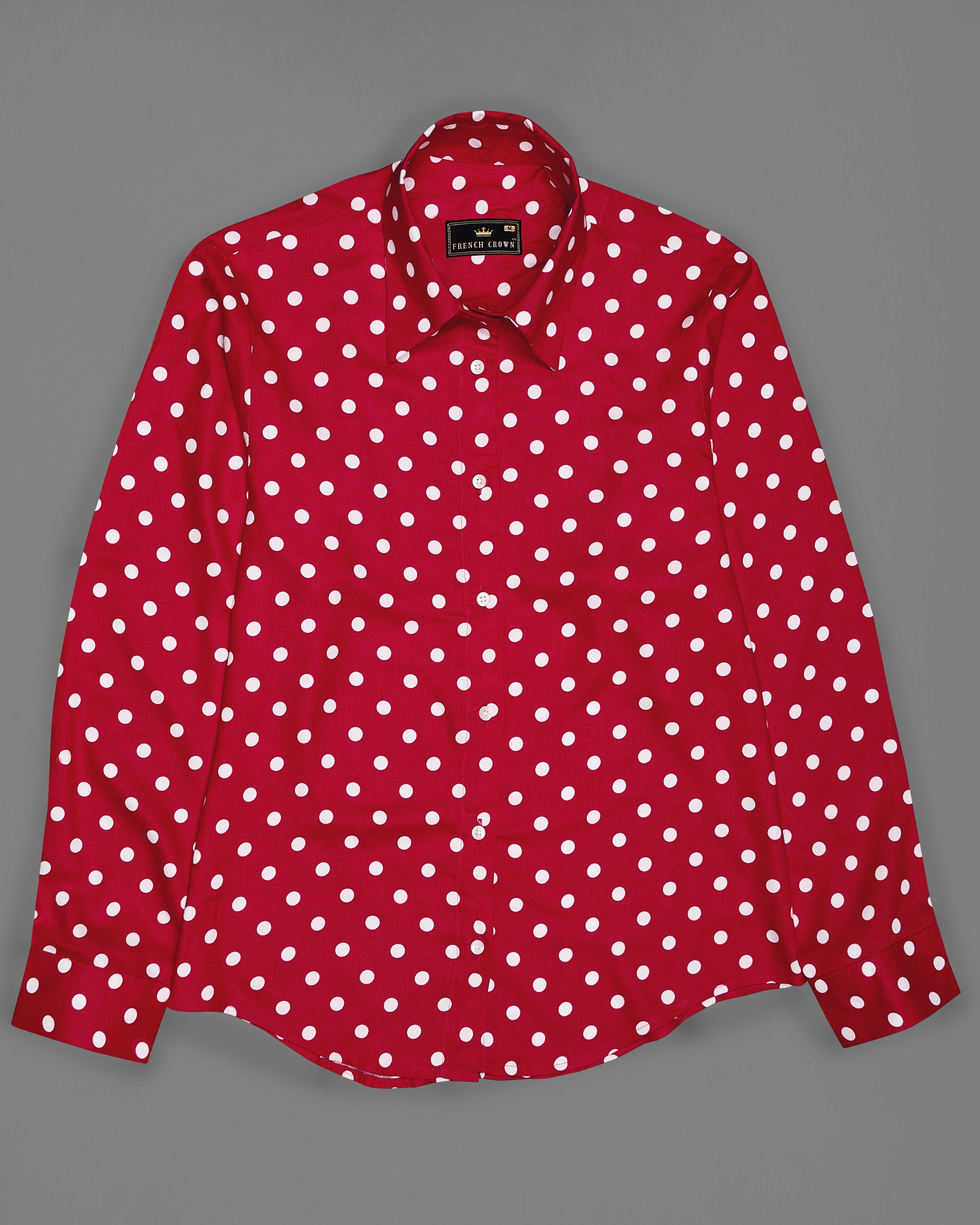 Shiraz Red Polka Dotted Premium Tencel Shirt WS016-32, WS016-34, WS016-36, WS016-38, WS016-40, WS016-42 WS016-32, WS016-34, WS016-36, WS016-38, WS016-40, WS016-42