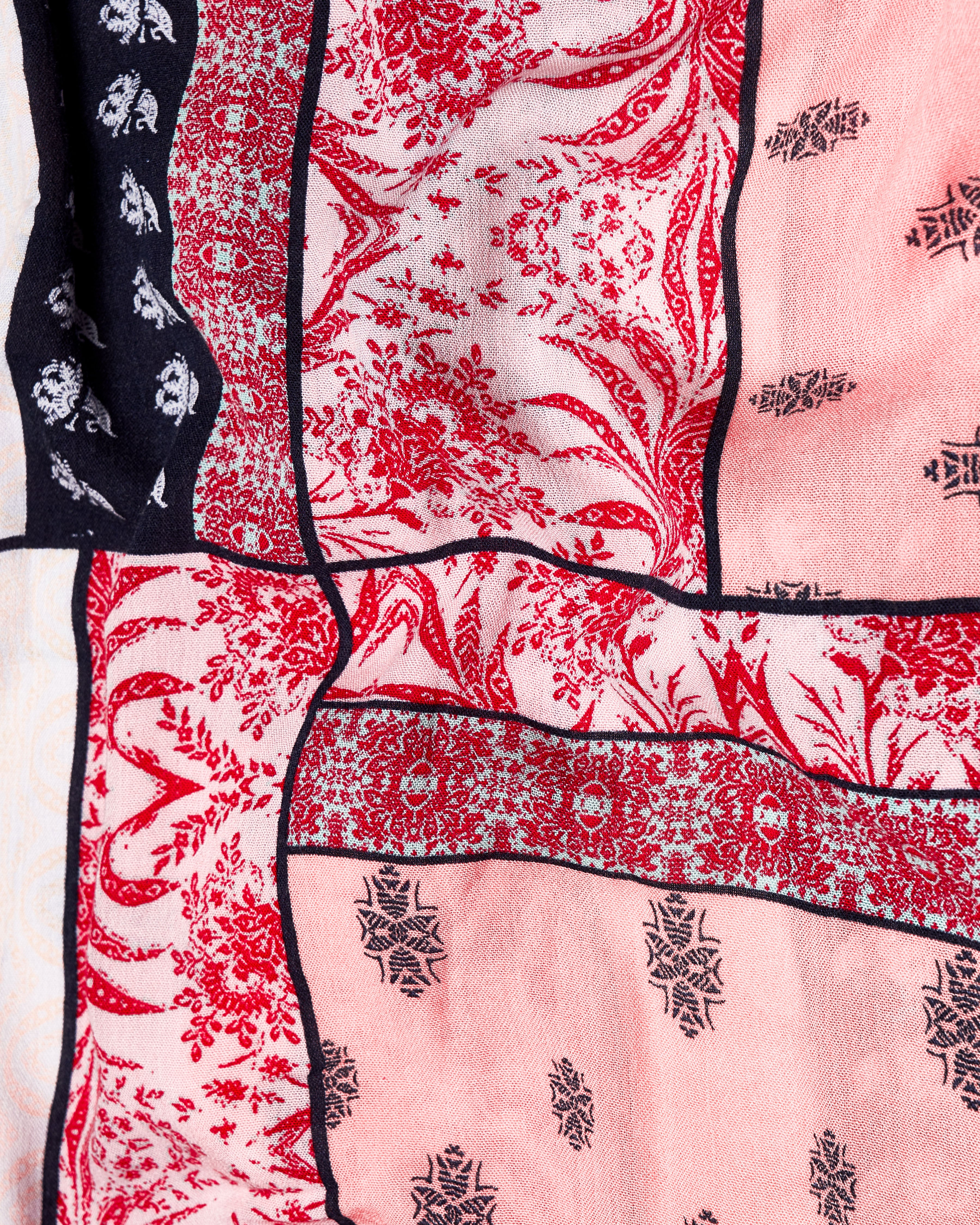 Shiraz Red with Lilac Peach Multicolour Printed Premium Tencel Shirt WS020-M-32, WS020-M-34, WS020-M-36, WS020-M-38, WS020-M-40, WS020-M-42