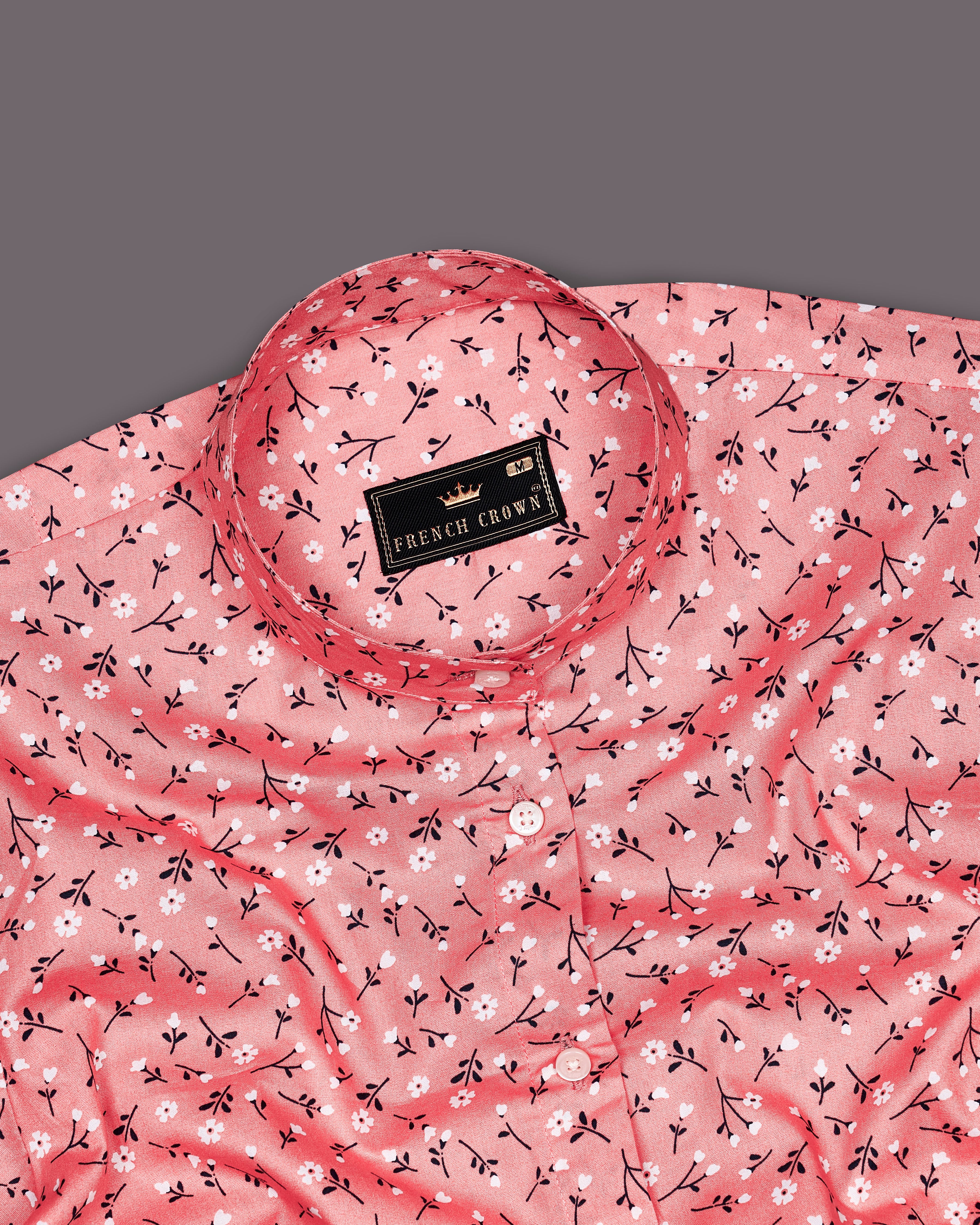 Coral Pink Ditsy Printed Premium Cotton Shirt WS024-M-32, WS024-M-34, WS024-M-36, WS024-M-38, WS024-M-40, WS024-M-42