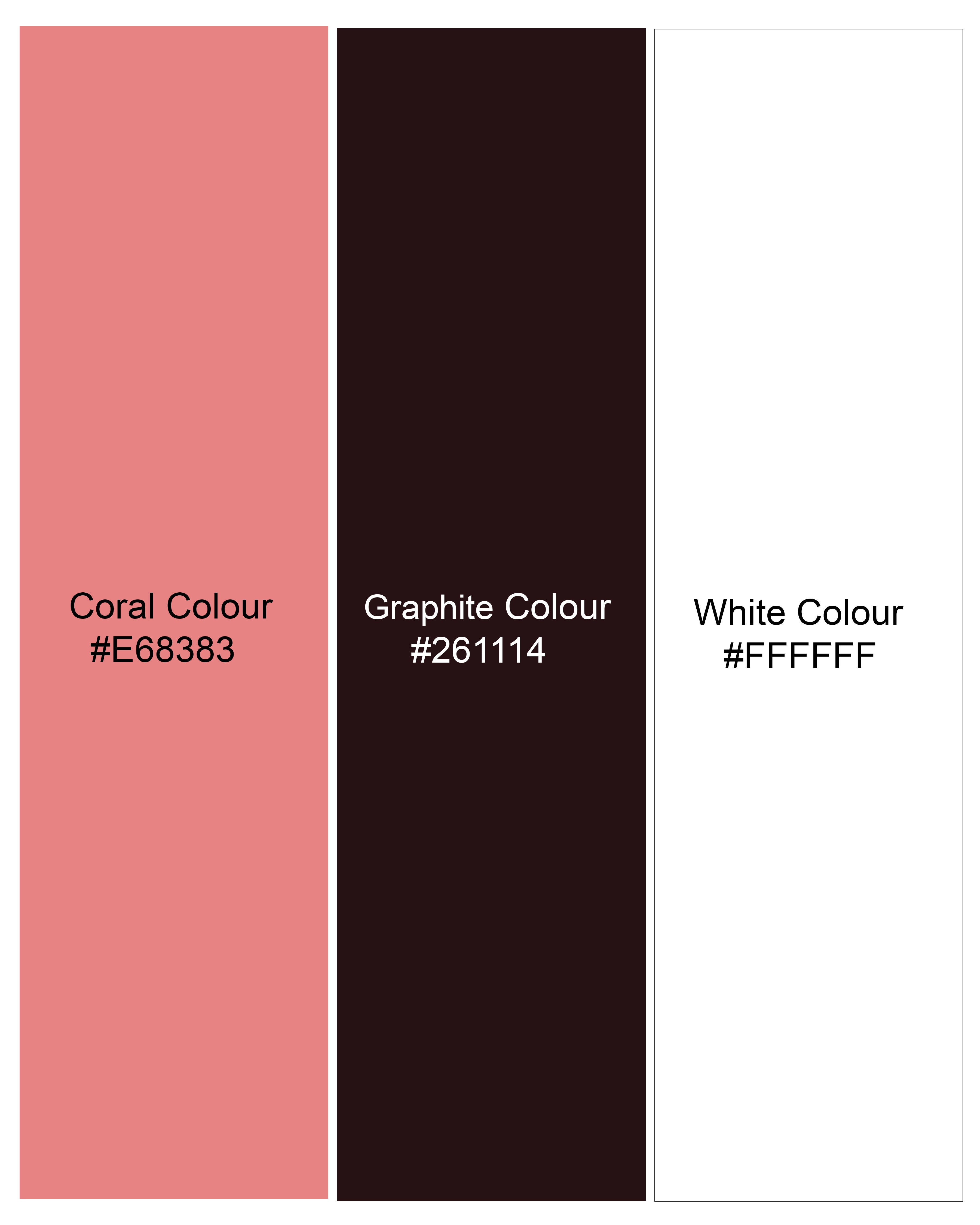 Coral Pink Ditsy Printed Premium Cotton Shirt WS024-M-32, WS024-M-34, WS024-M-36, WS024-M-38, WS024-M-40, WS024-M-42