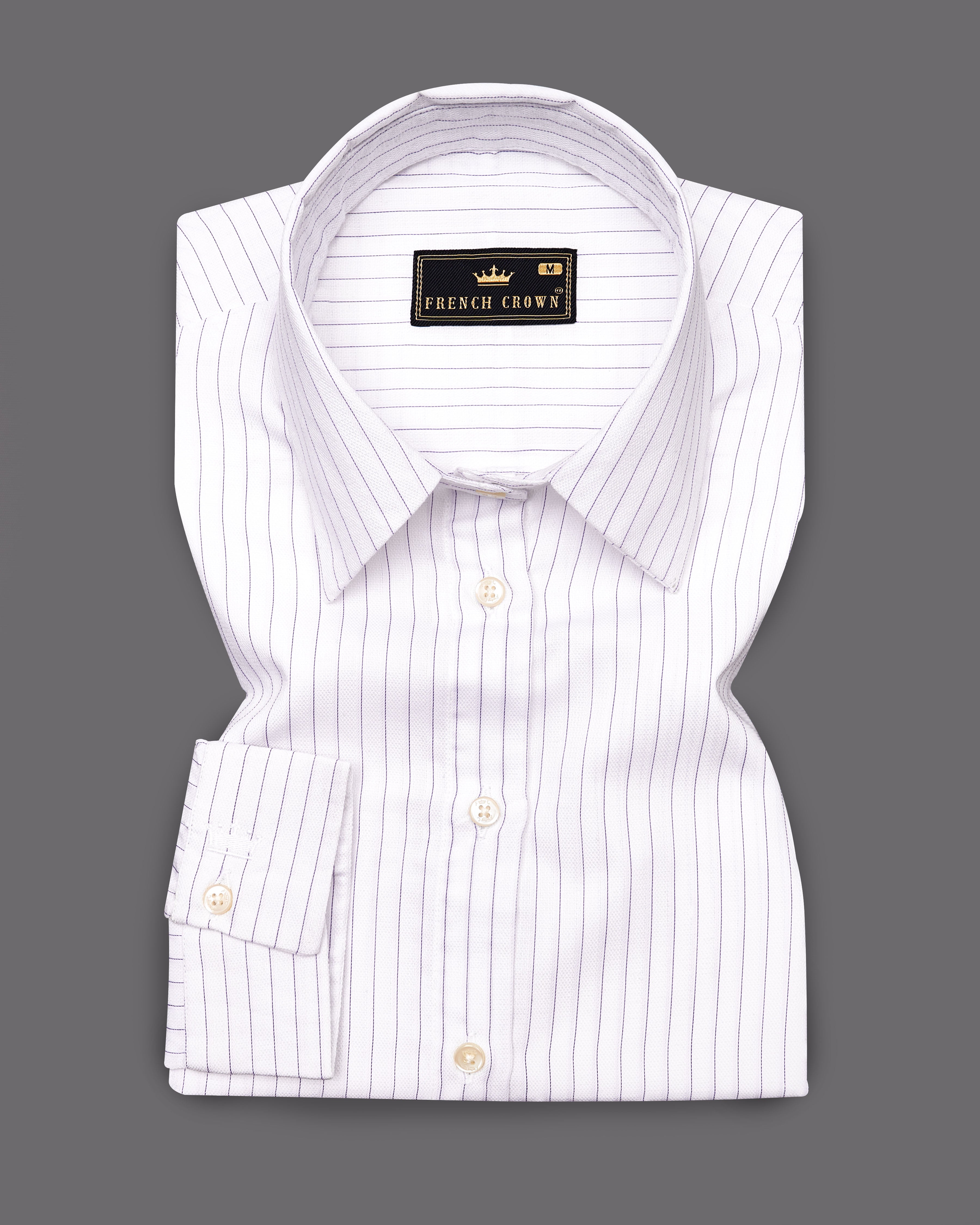 Bright White Striped Premium Cotton Shirt WS030-32, WS030-34, WS030-36, WS030-38, WS030-40, WS030-42