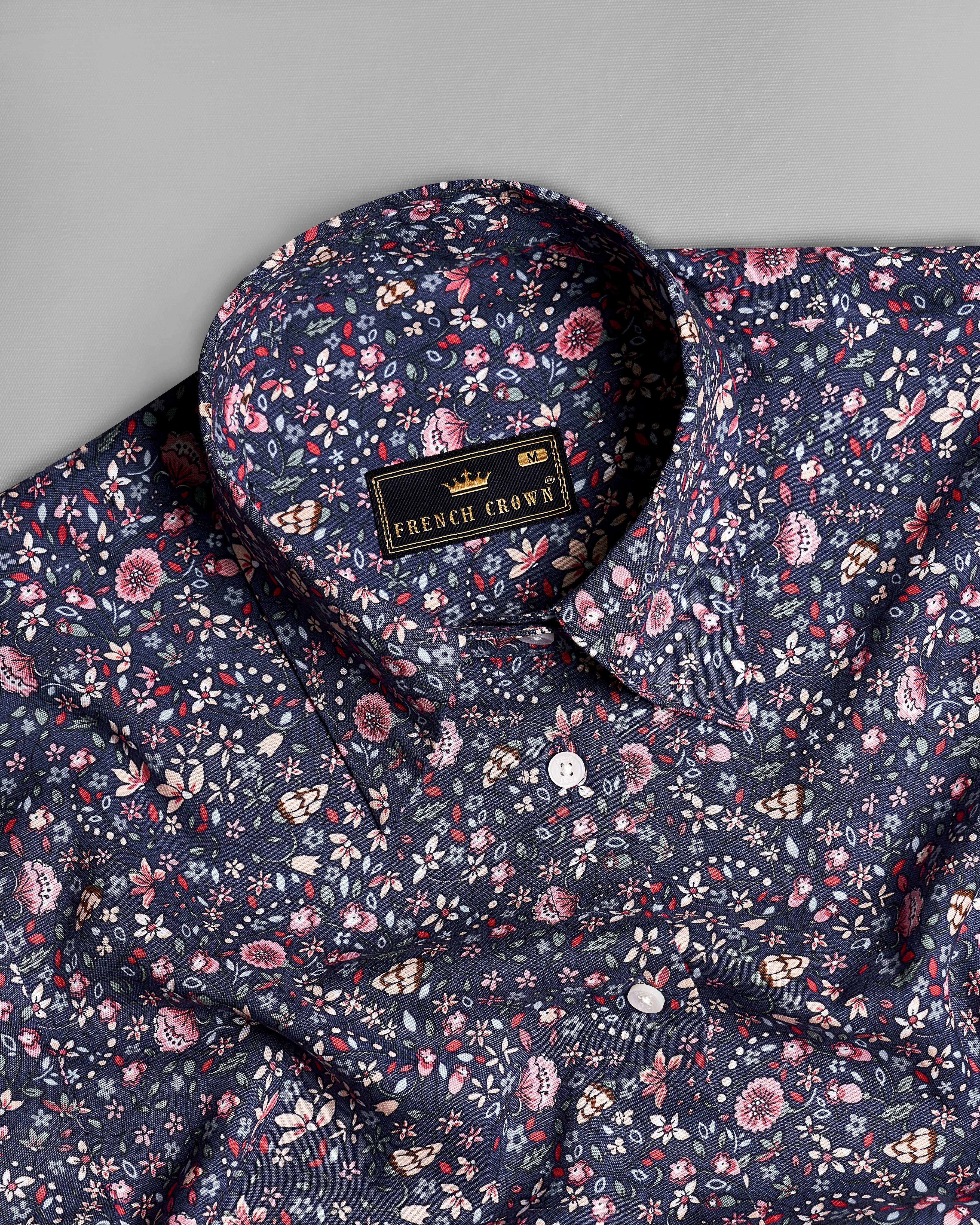 Ebony Blue Ditsy Printed Premium Tencel Shirt WS033-32, WS033-34, WS033-36, WS033-38, WS033-40, WS033-42