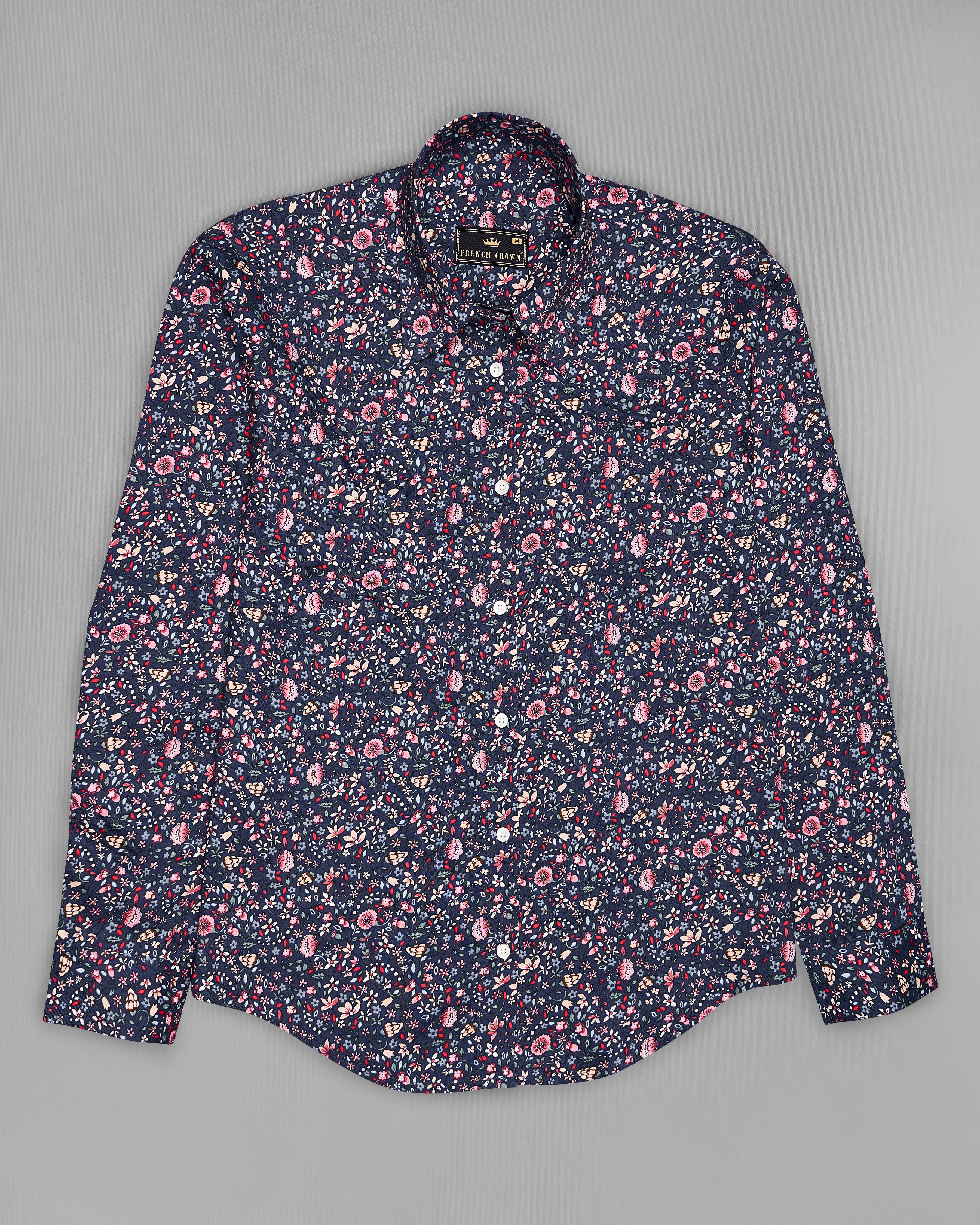 Ebony Blue Ditsy Printed Premium Tencel Shirt WS033-32, WS033-34, WS033-36, WS033-38, WS033-40, WS033-42