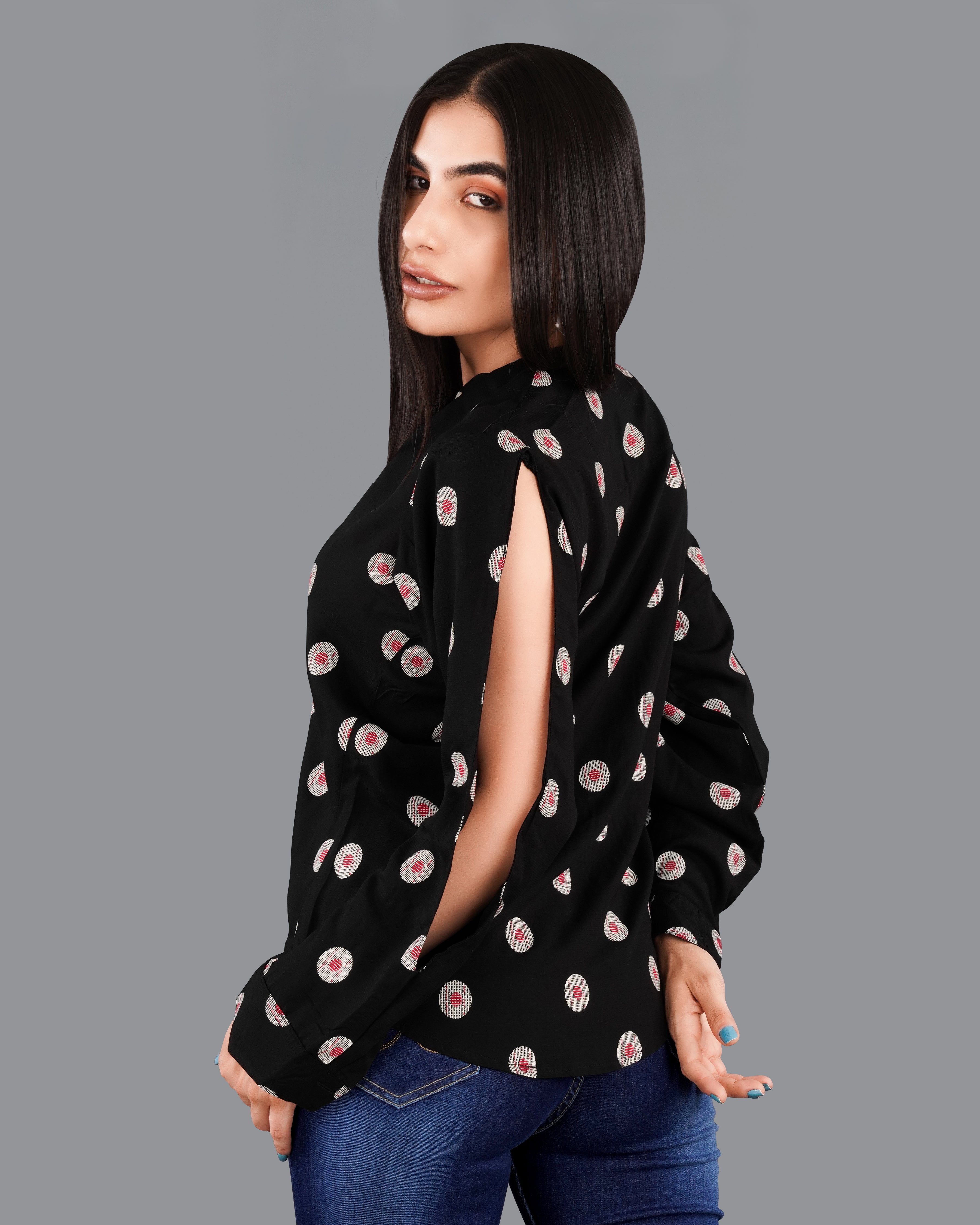 Jade Black Printed Premium Tencel Shirt