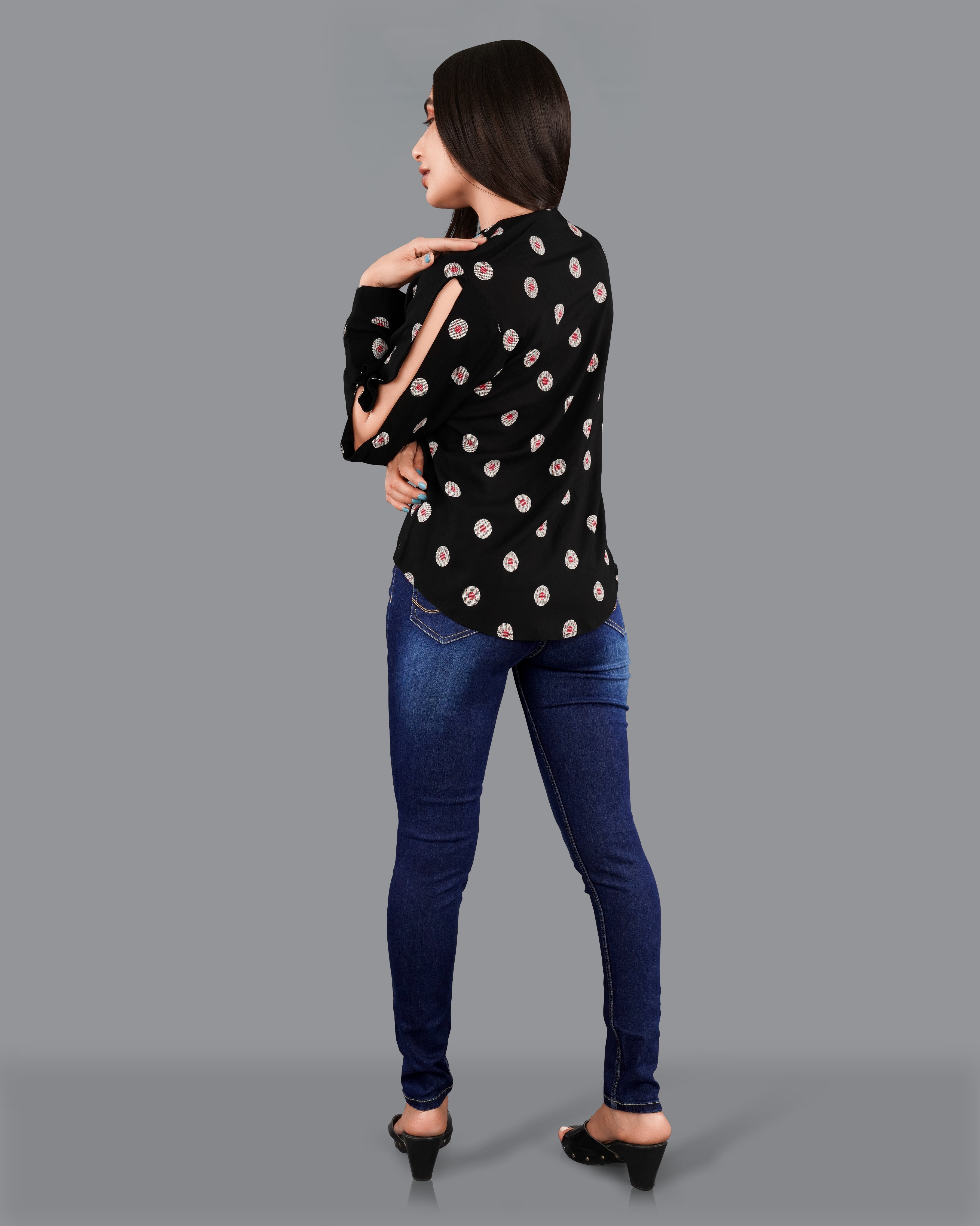 Jade Black Printed Premium Tencel Shirt