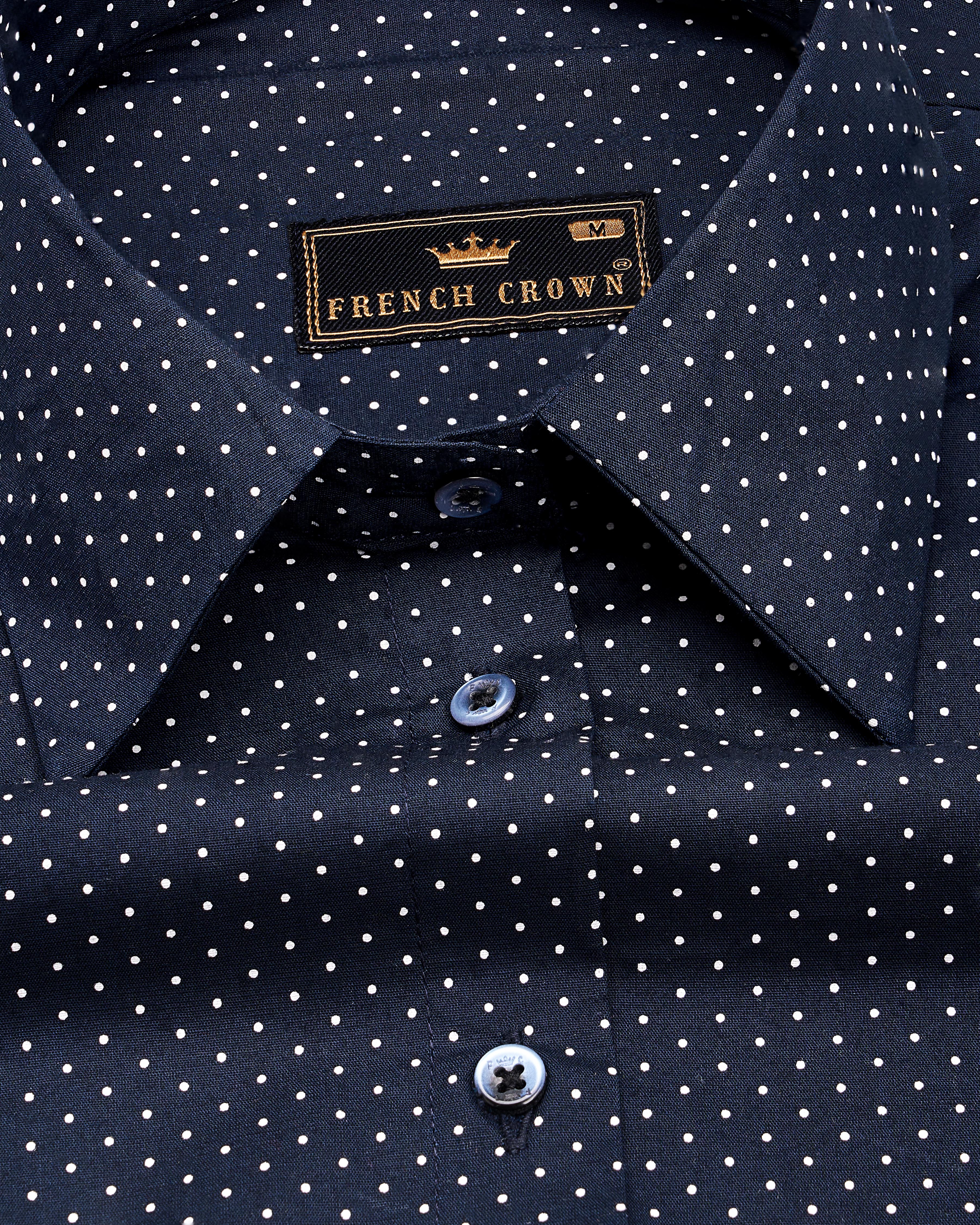 Ebony Clay Blue Polka Dotted Premium Cotton Shirt WS045-BLE-32, WS045-BLE-34, WS045-BLE-36, WS045-BLE-38, WS045-BLE-40, WS045-BLE-42