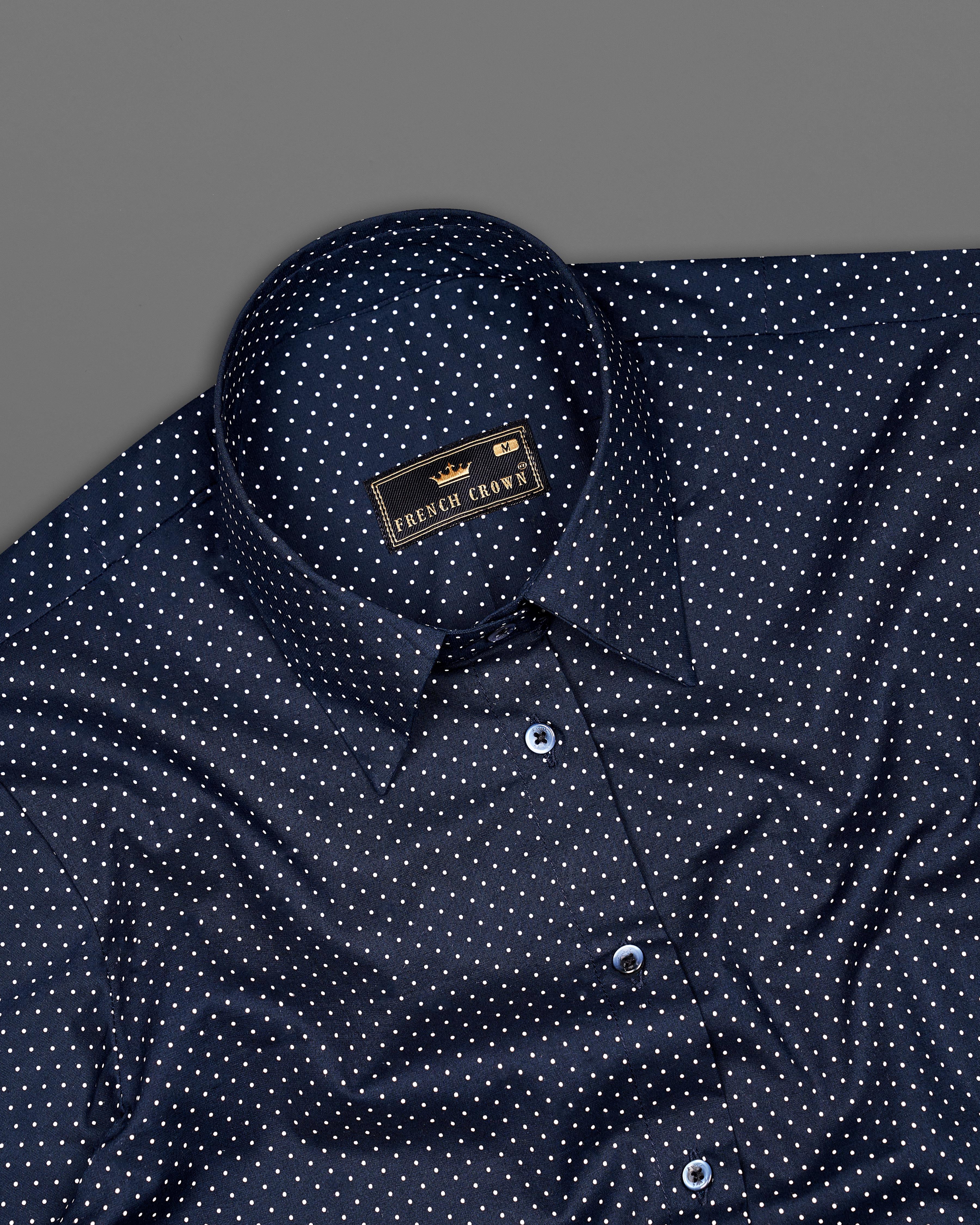 Ebony Clay Blue Polka Dotted Premium Cotton Shirt WS045-BLE-32, WS045-BLE-34, WS045-BLE-36, WS045-BLE-38, WS045-BLE-40, WS045-BLE-42