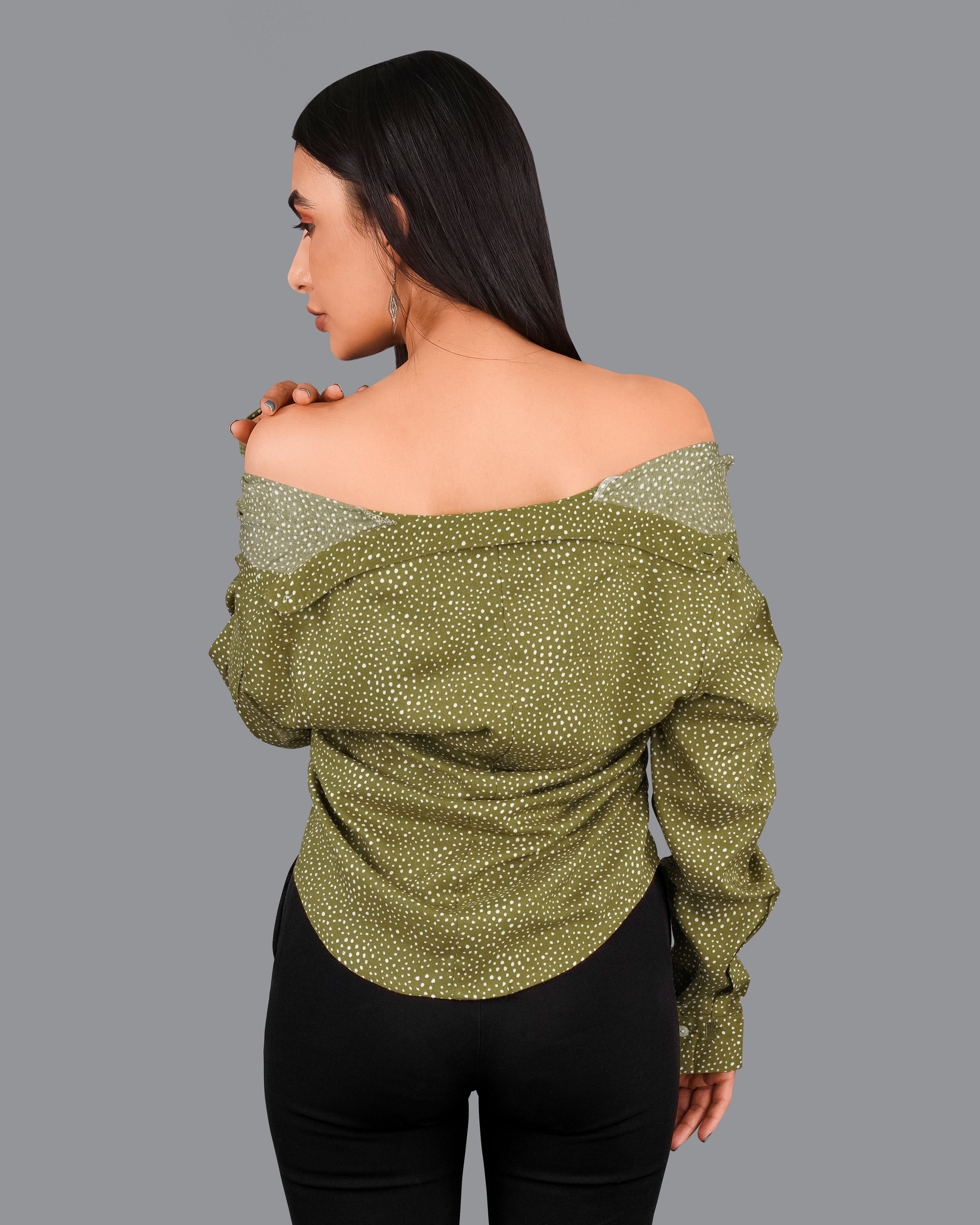 Hemlock Green Printed Premium Tencel Shirt WS052-M-32, WS052-M-34, WS052-M-36, WS052-M-38, WS052-M-40, WS052-M-42