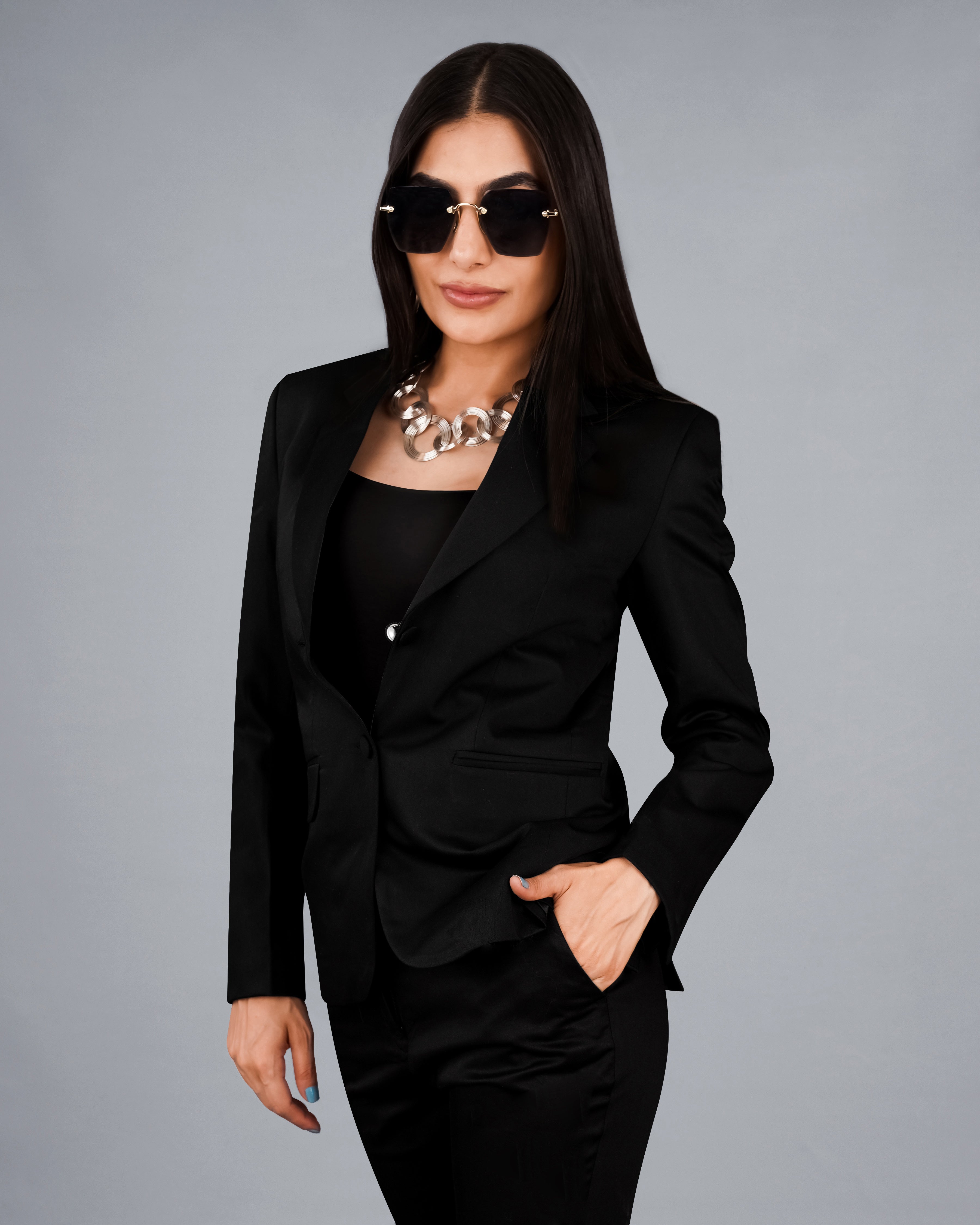 Jade Black Premium Cotton Women's Suit WST001-SB-FB-32, WST001-SB-FB-34, WST001-SB-FB-36, WST001-SB-FB-38, WST001-SB-FB-40, WST001-SB-FB-42