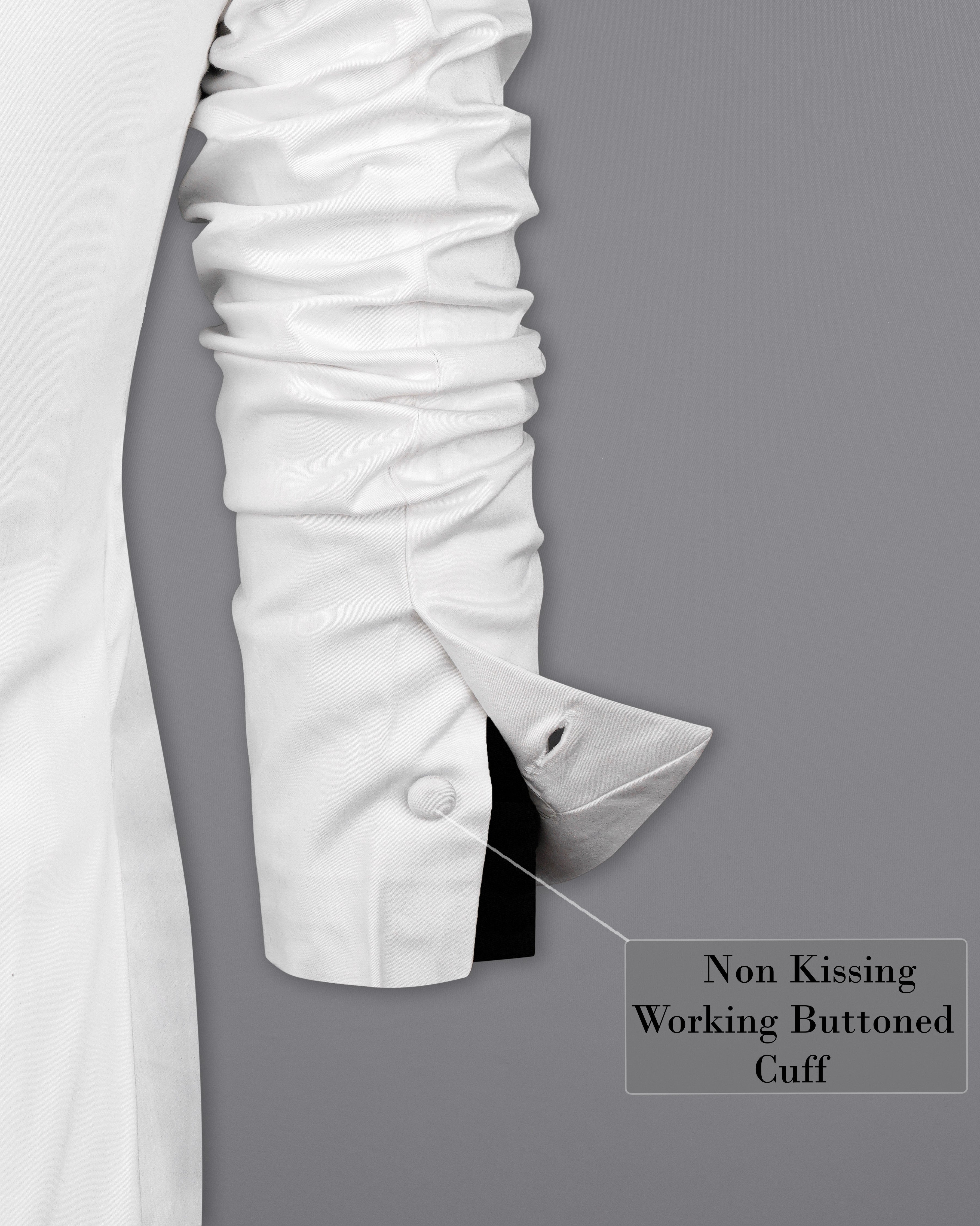 Bright White with Black Patch Collar Premium Cotton Women's Suit WST005-SB-BKPL-FB-32, WST005-SB-BKPL-FB-34, WST005-SB-BKPL-FB-36, WST005-SB-BKPL-FB-38, WST005-SB-BKPL-FB-40, WST005-SB-BKPL-FB-42