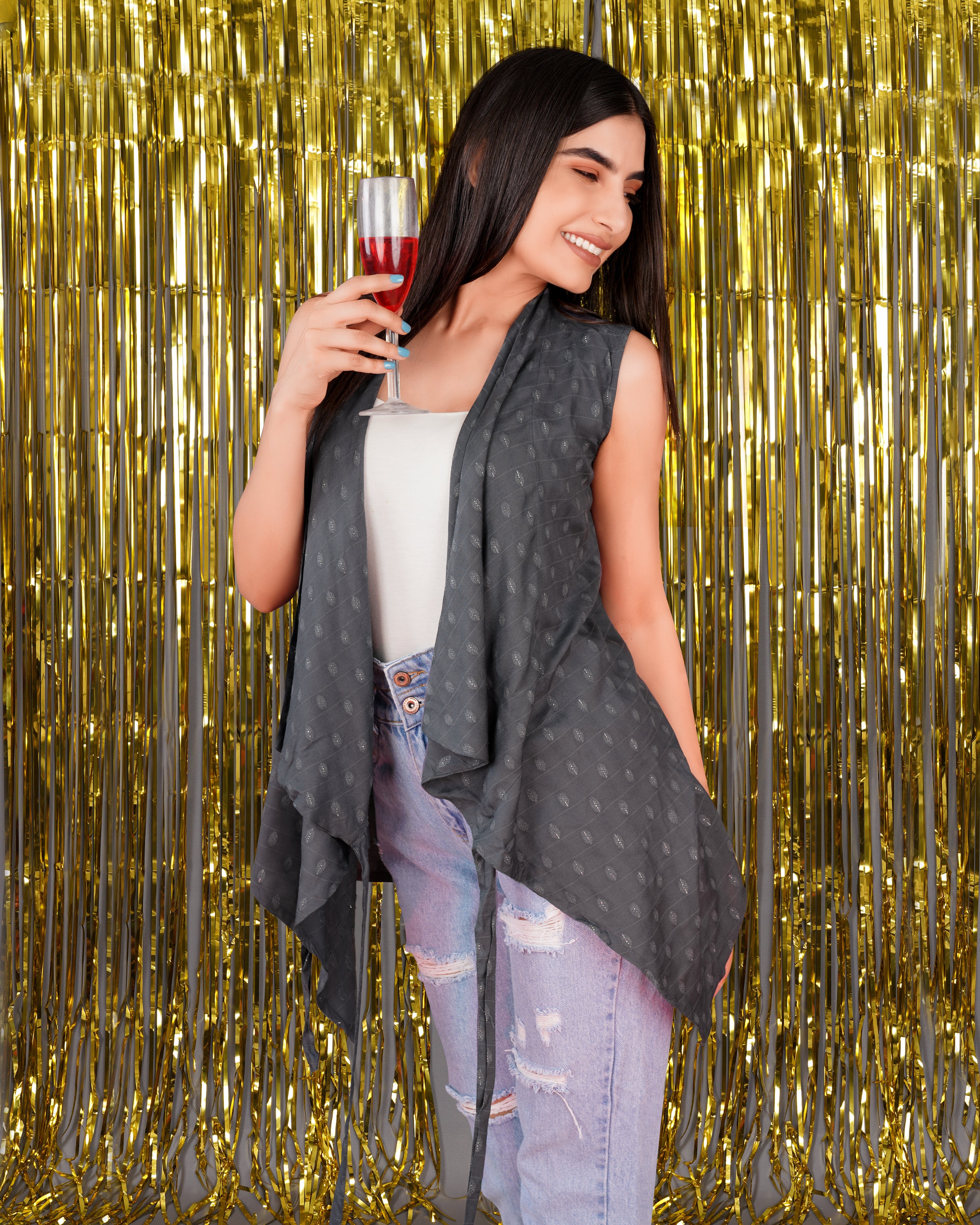 Gravel Gray Printed Viscose Shrug WTP021-32, WTP021-34, WTP021-36, WTP021-38, WTP021-40, WTP021-42