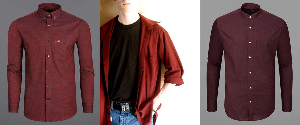 Regular Long Sleeve Sateen Shirt - Dark Burgundy | Shirts | Politix
