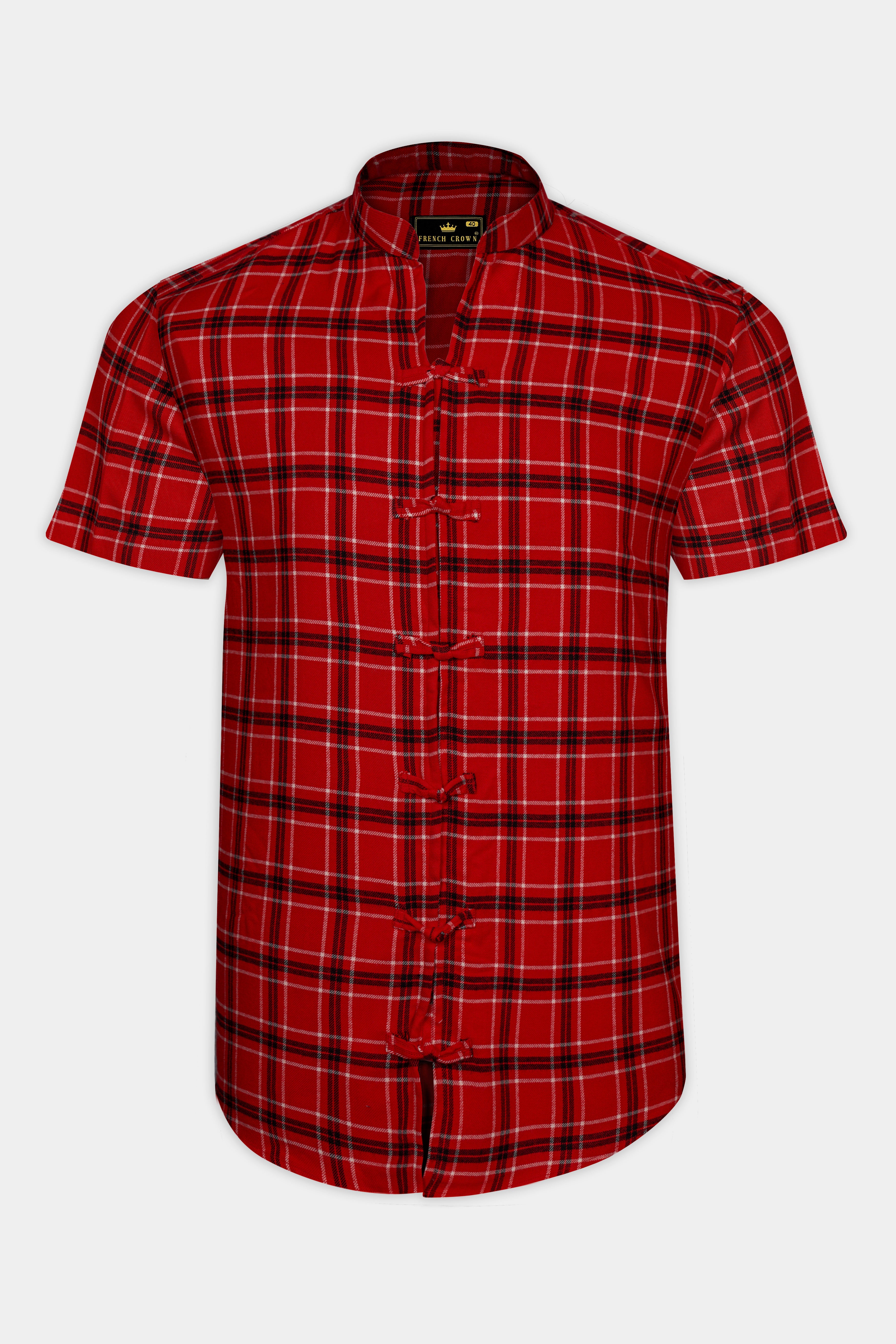 Scarlet Red Plaid Flannel Designer Shirt